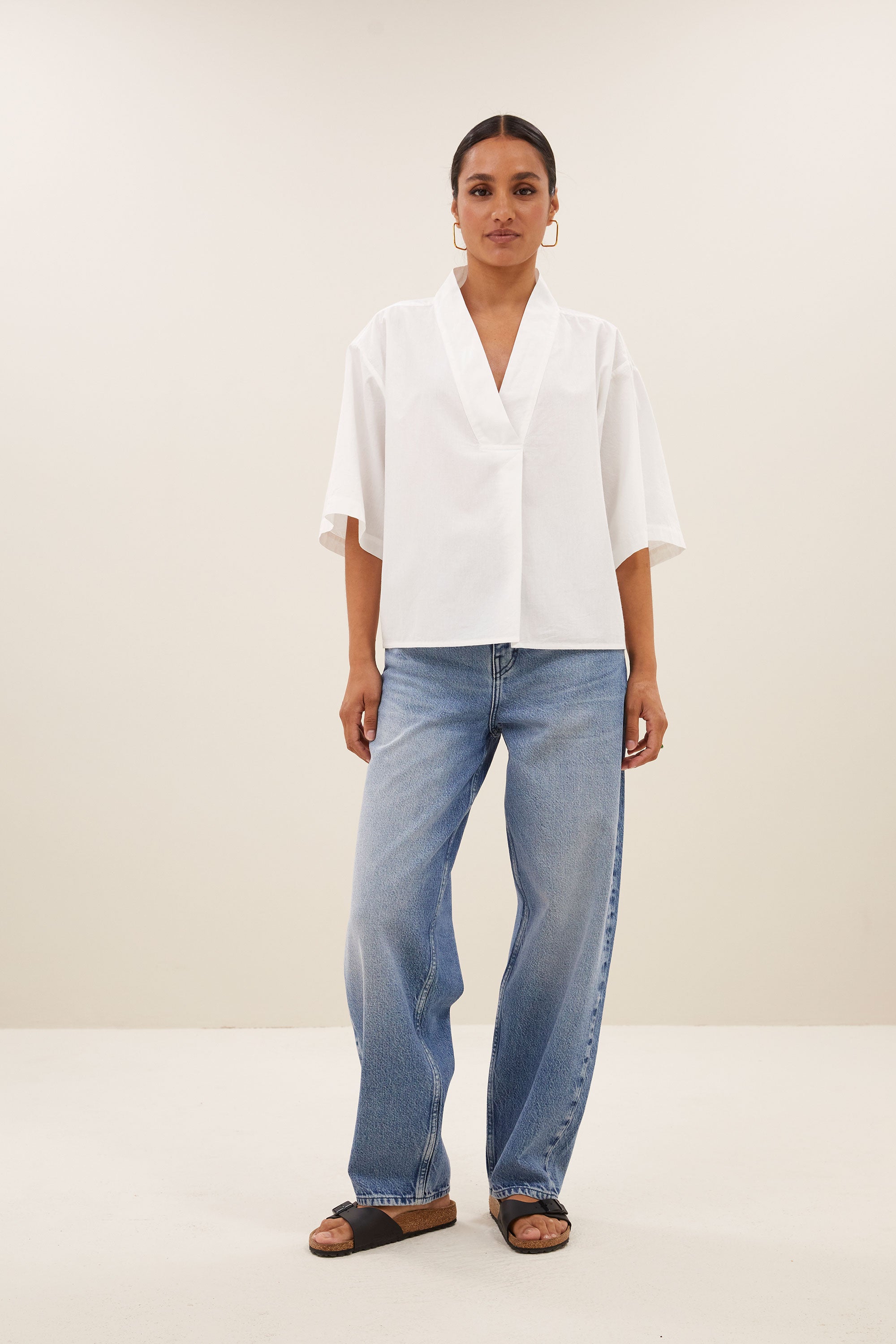 owen poplin blouse | white