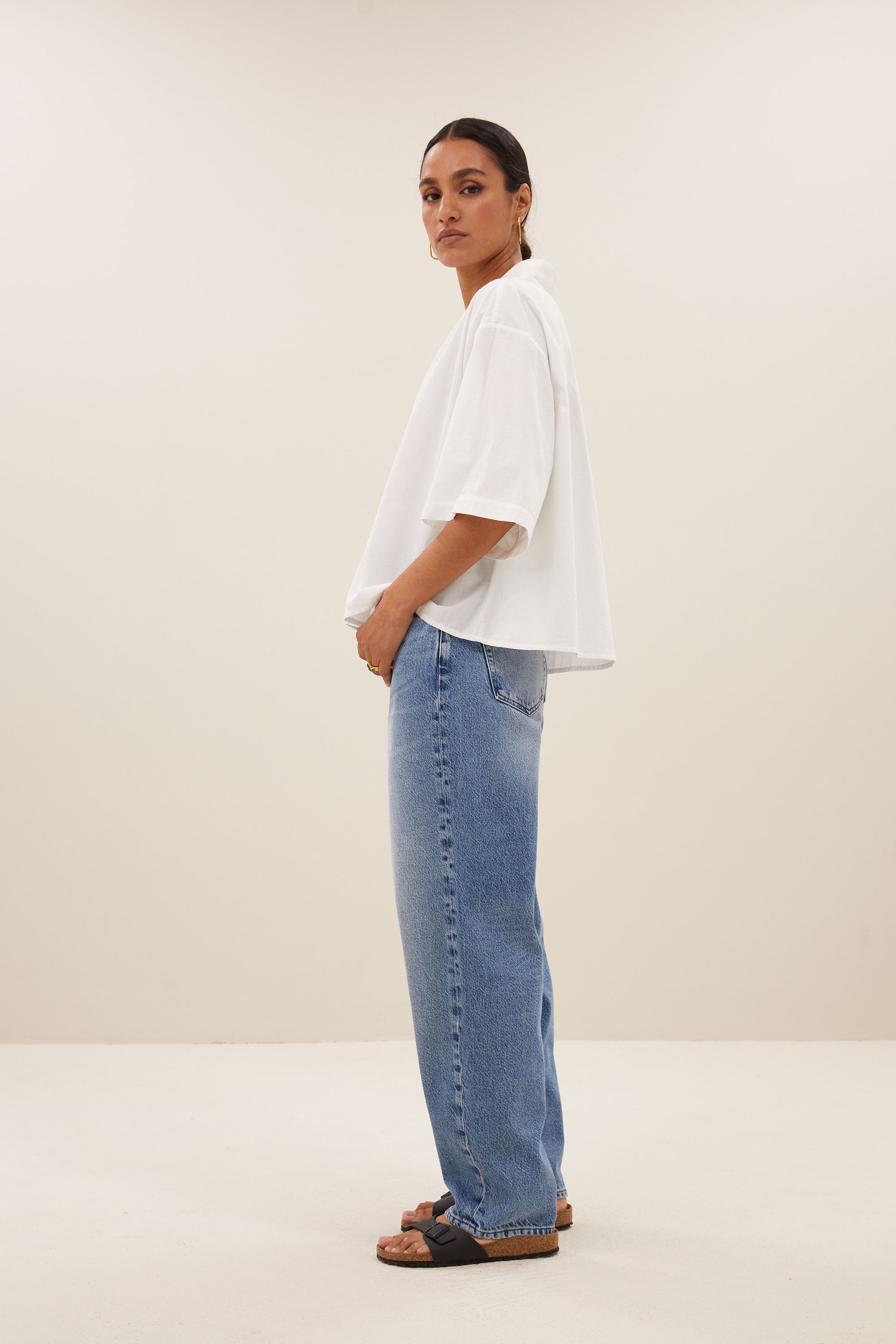 owen poplin blouse | white