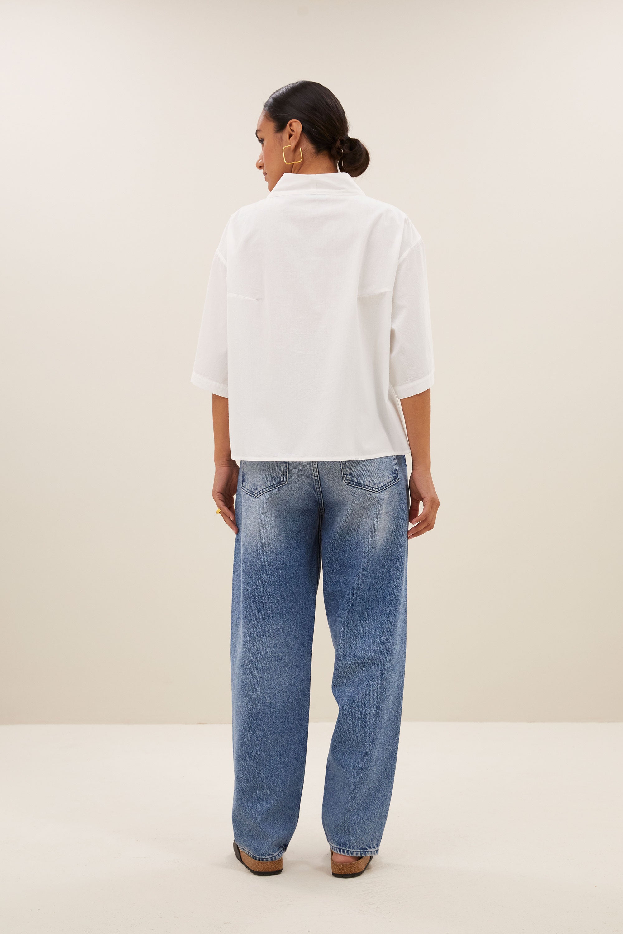 owen poplin blouse | white