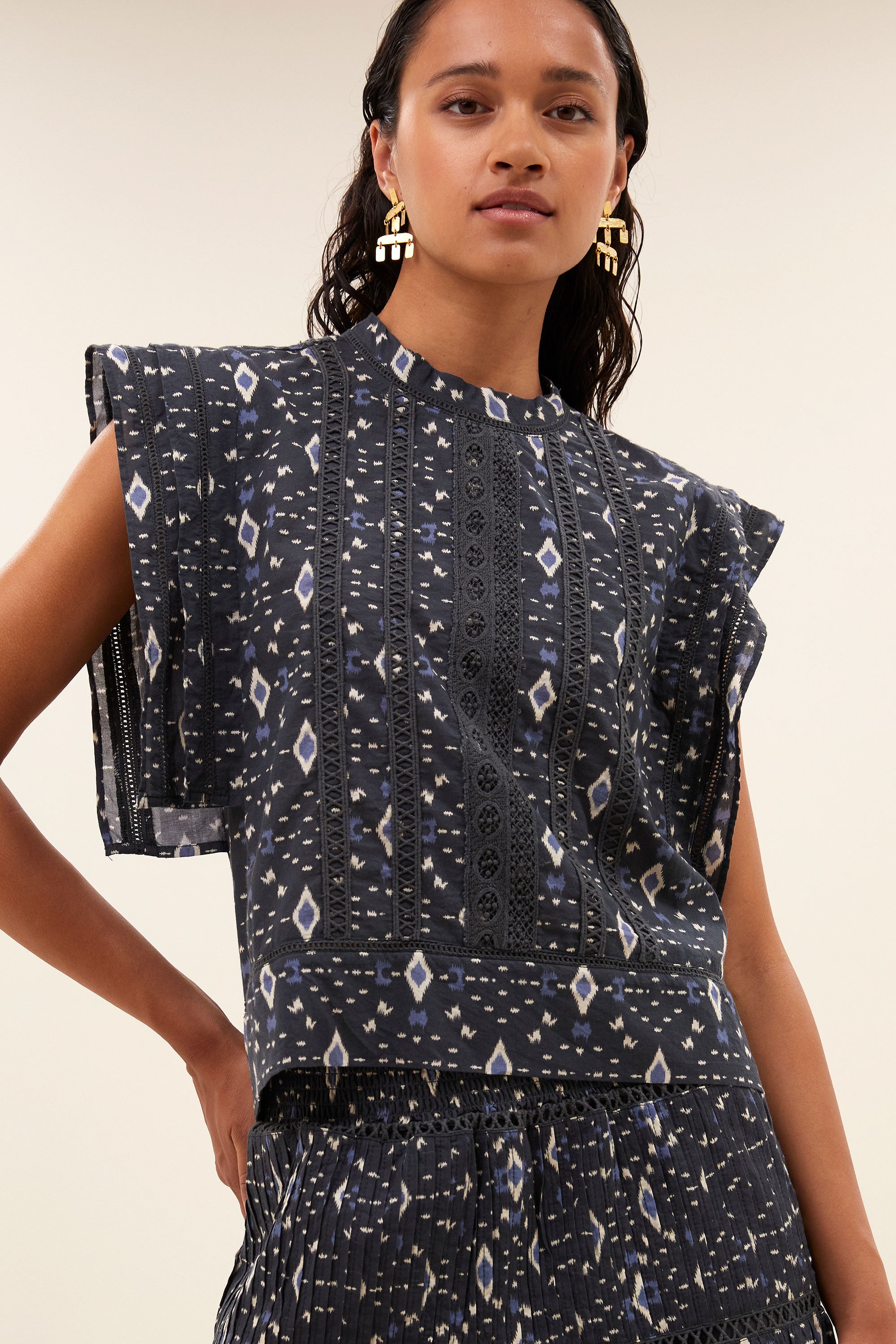 xena midnight ikat blouse | midnight ikat