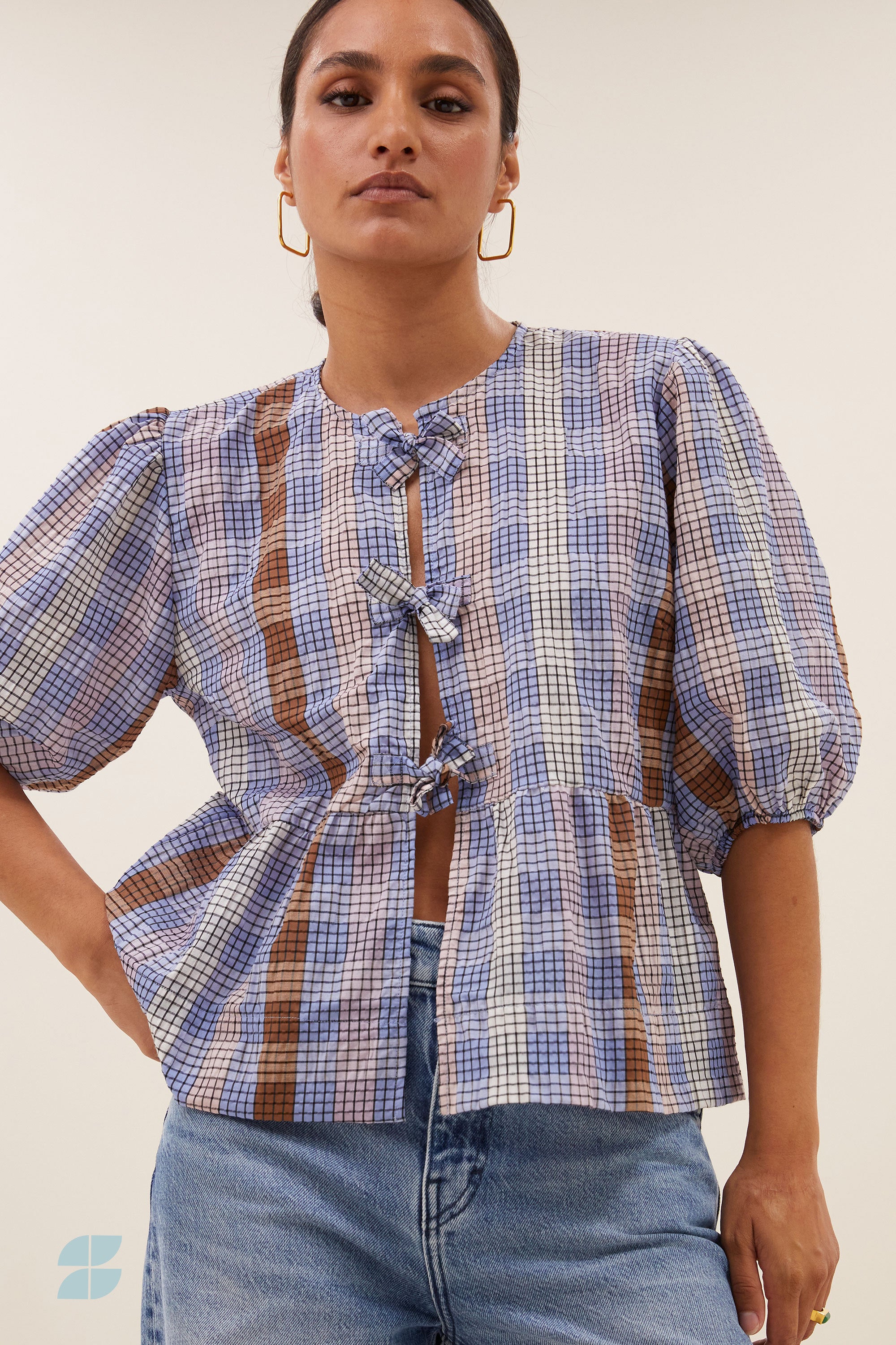 serena check blouse | grid print