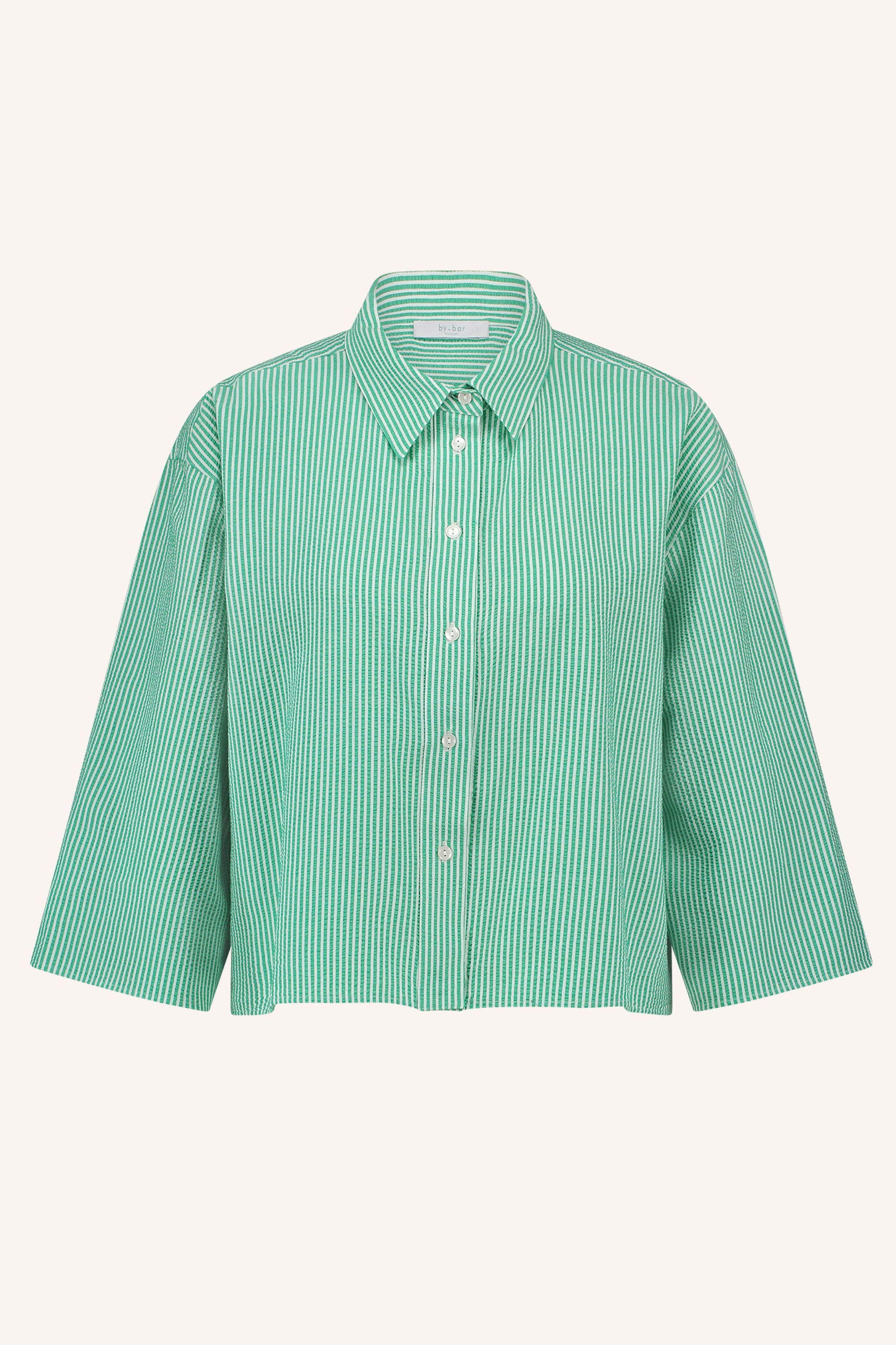 bernie blouse | green seer stripe