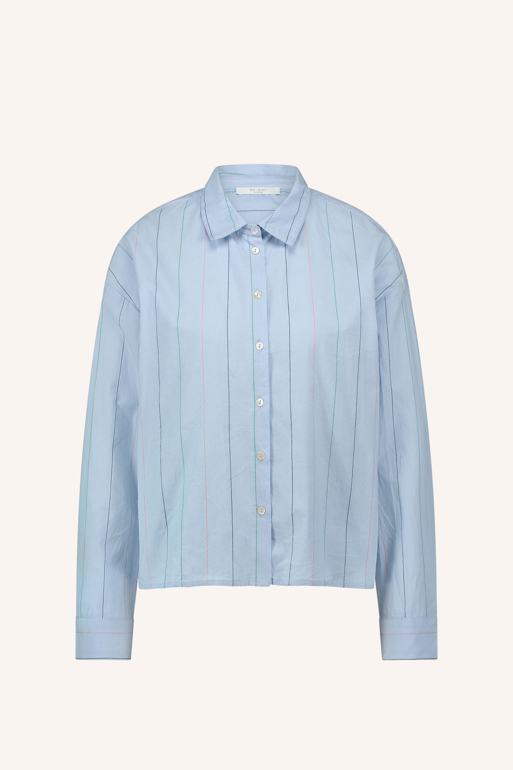 elvie stripe chambray blouse | light blue stripe