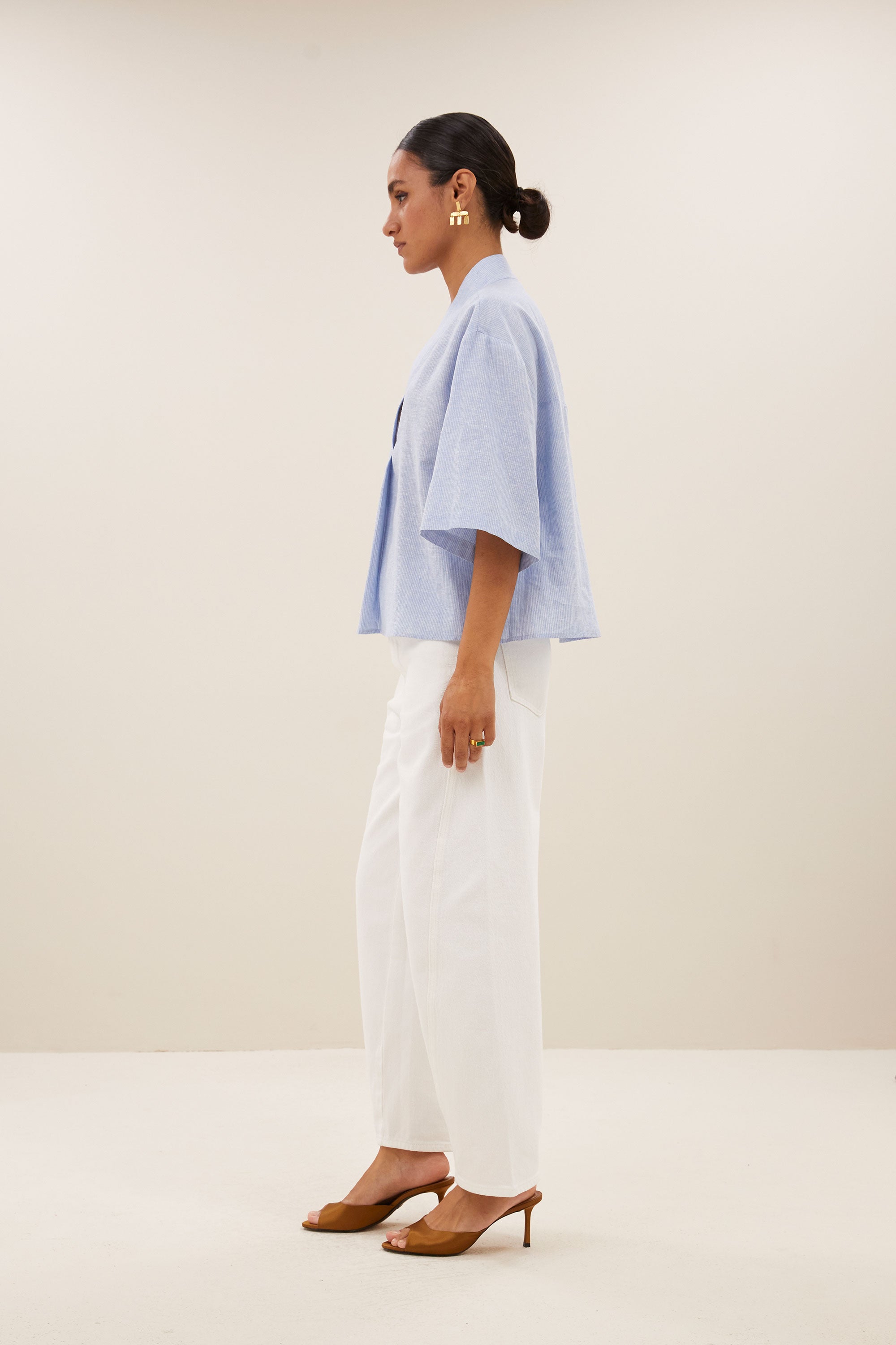 owen pinstripe blouse | sky blue