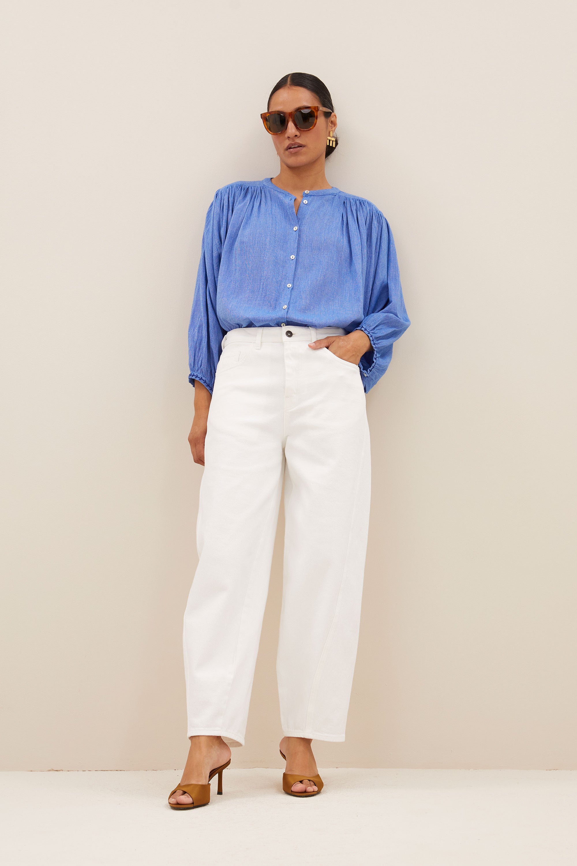 becky athia blouse | sapphire blue