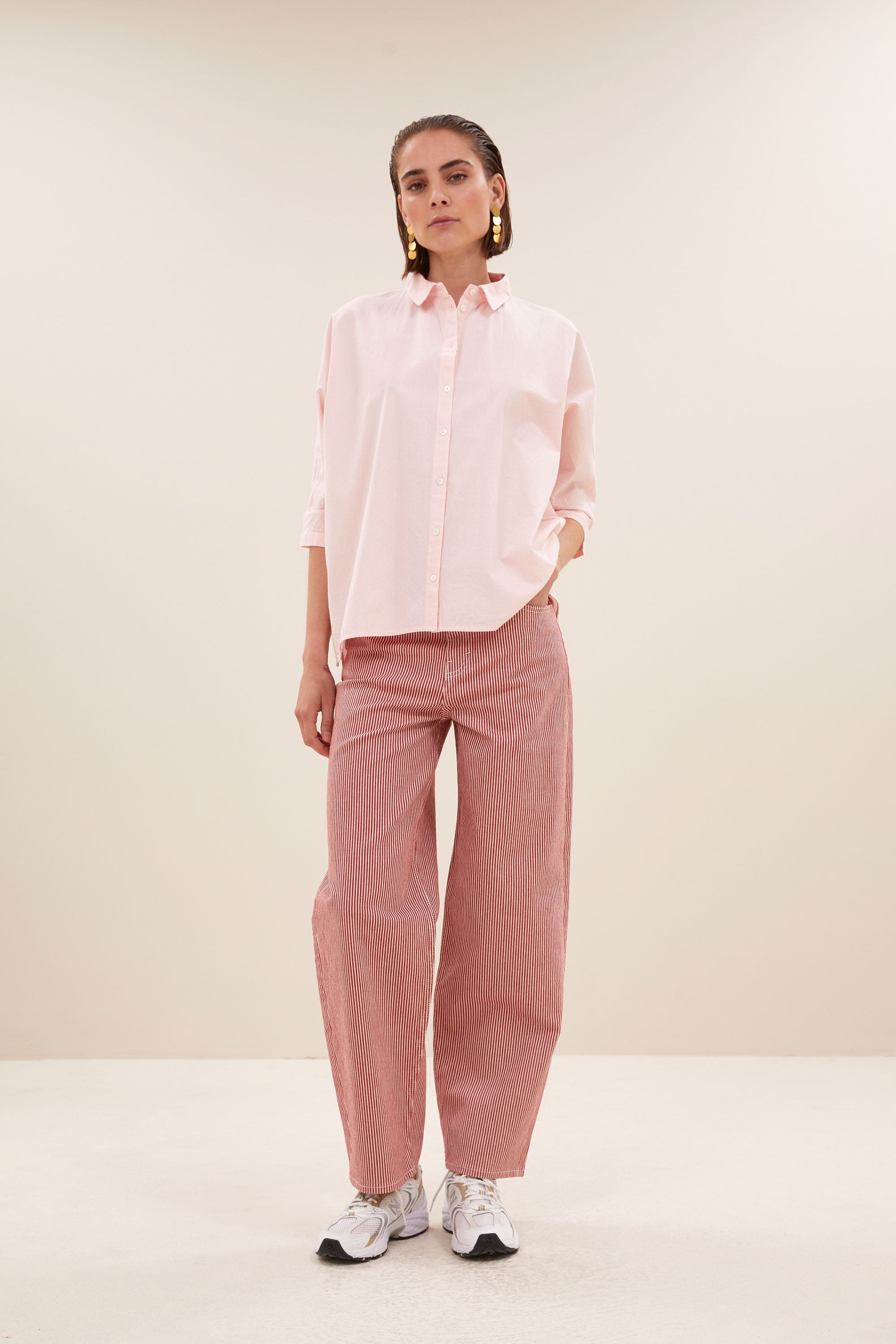 norel chambray blouse | light pink