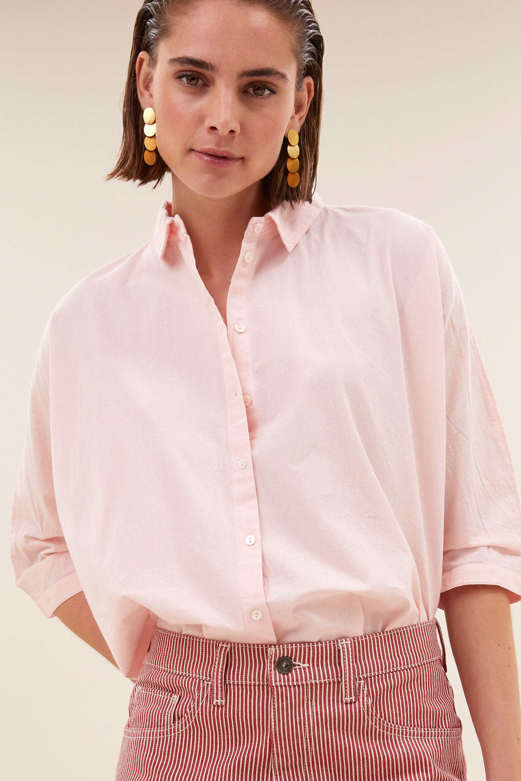 norel chambray blouse | light pink