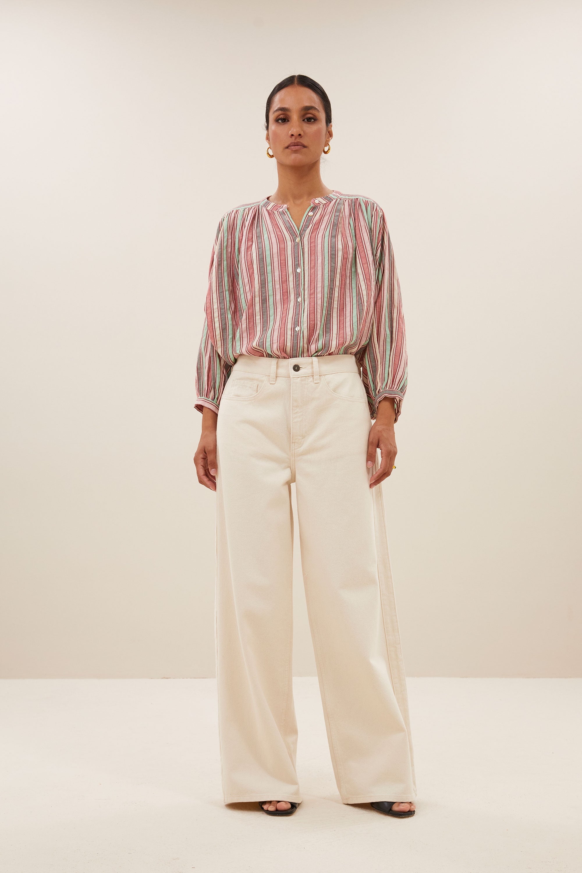 becky multi stripe athia blouse | multi stripe