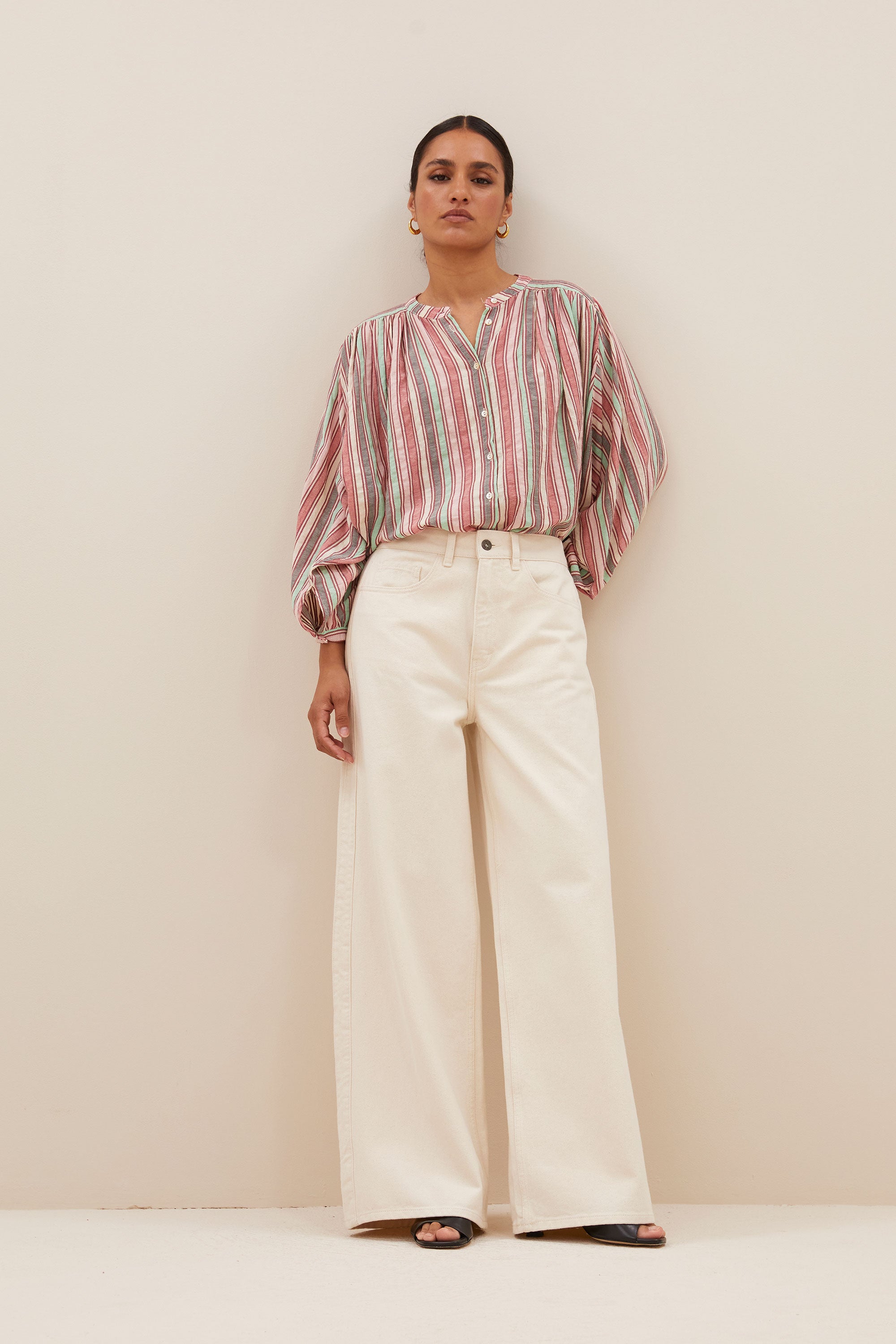 becky multi stripe athia blouse | multi stripe