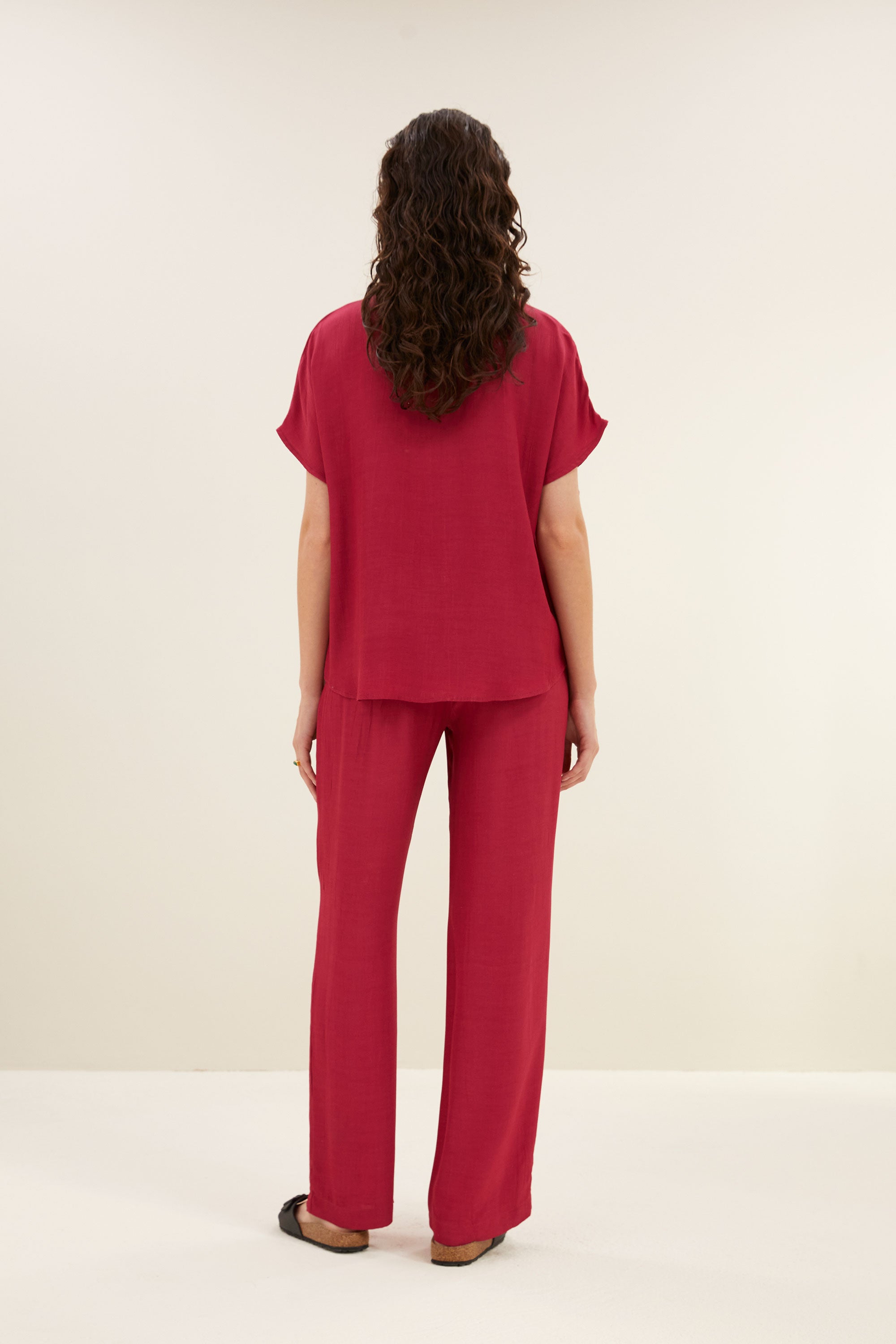 karly viscose blouse | cerise