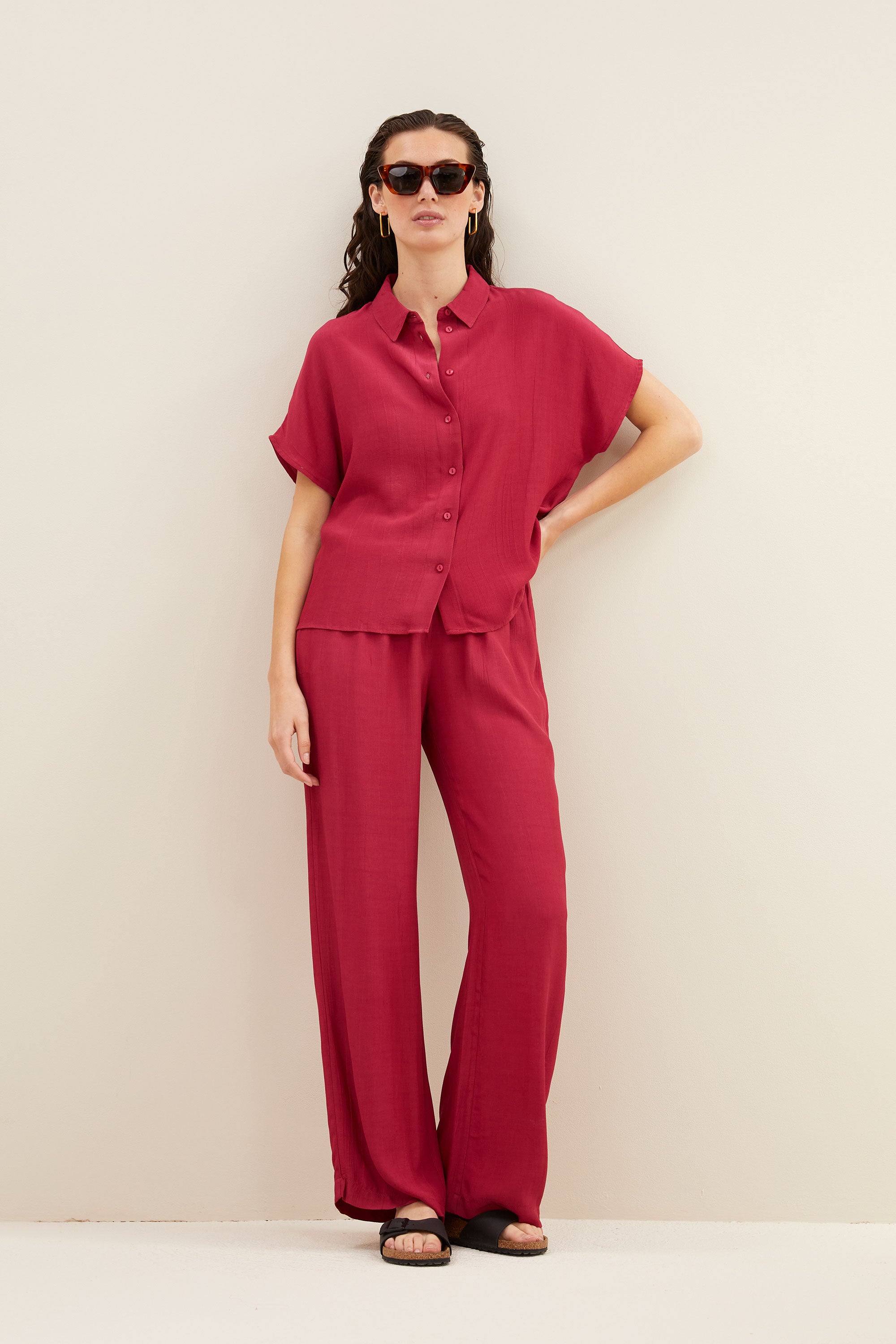 karly viscose blouse | cerise