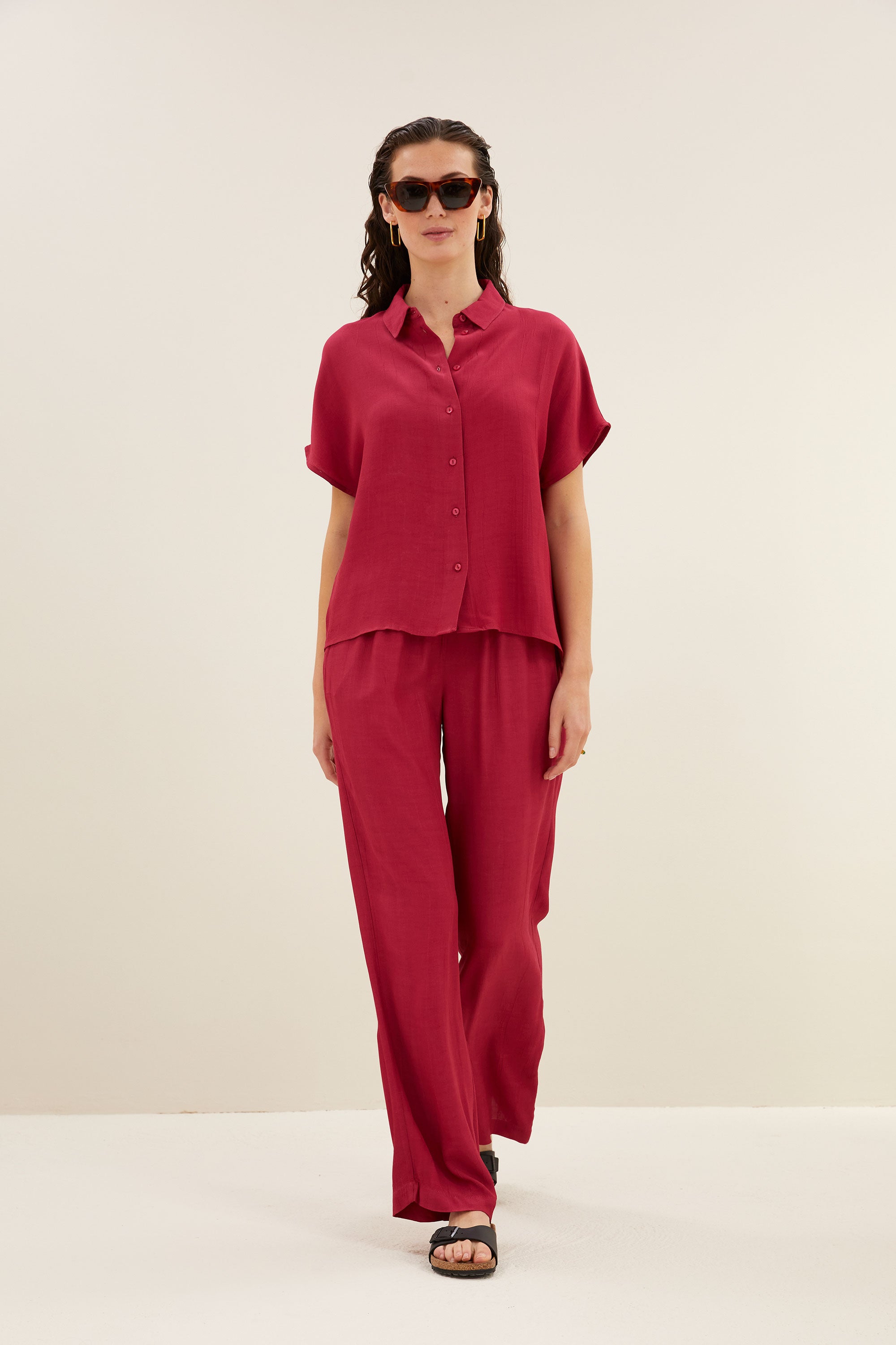 karly viscose blouse | cerise