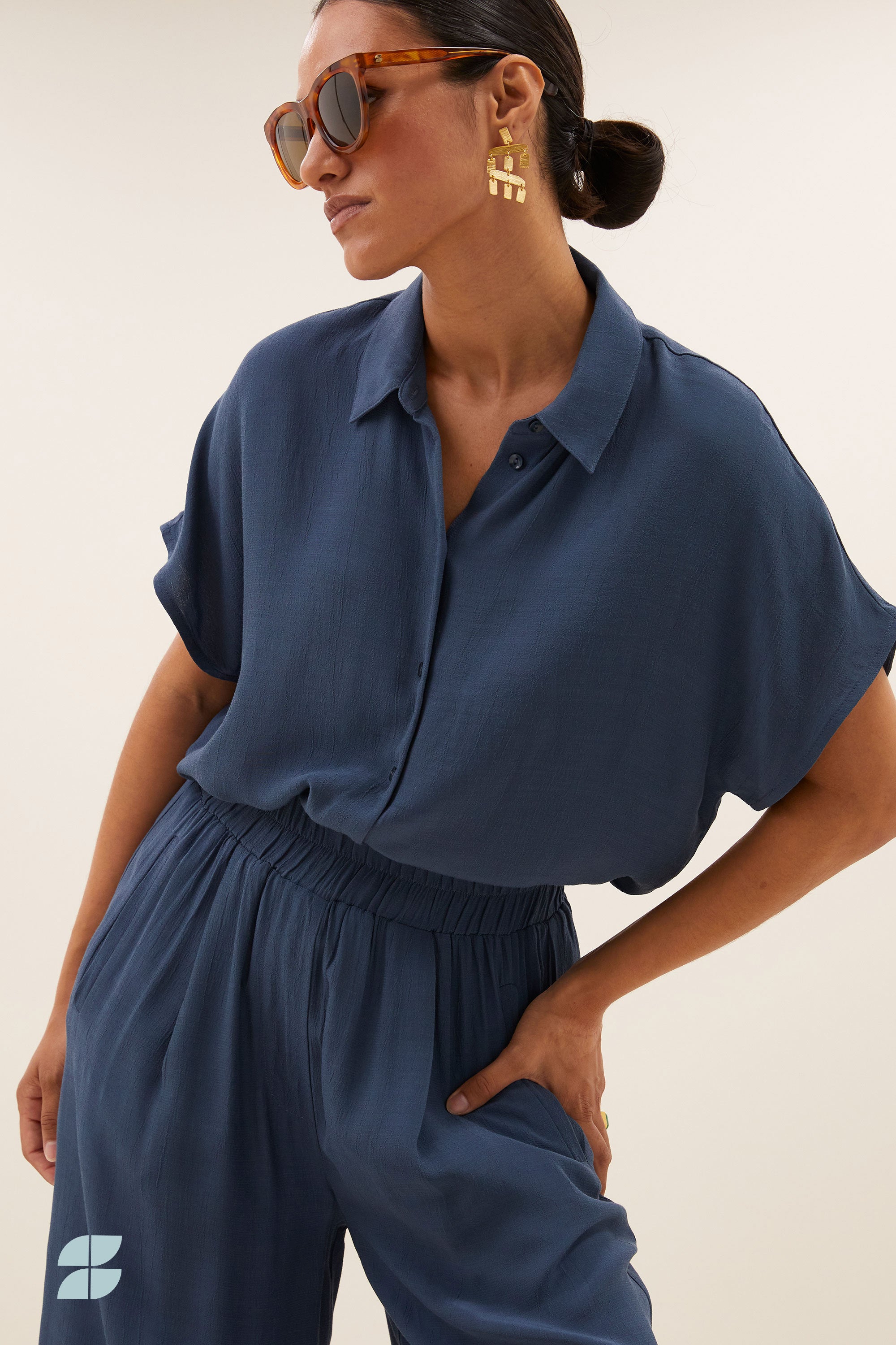 karly viscose blouse | opal blue