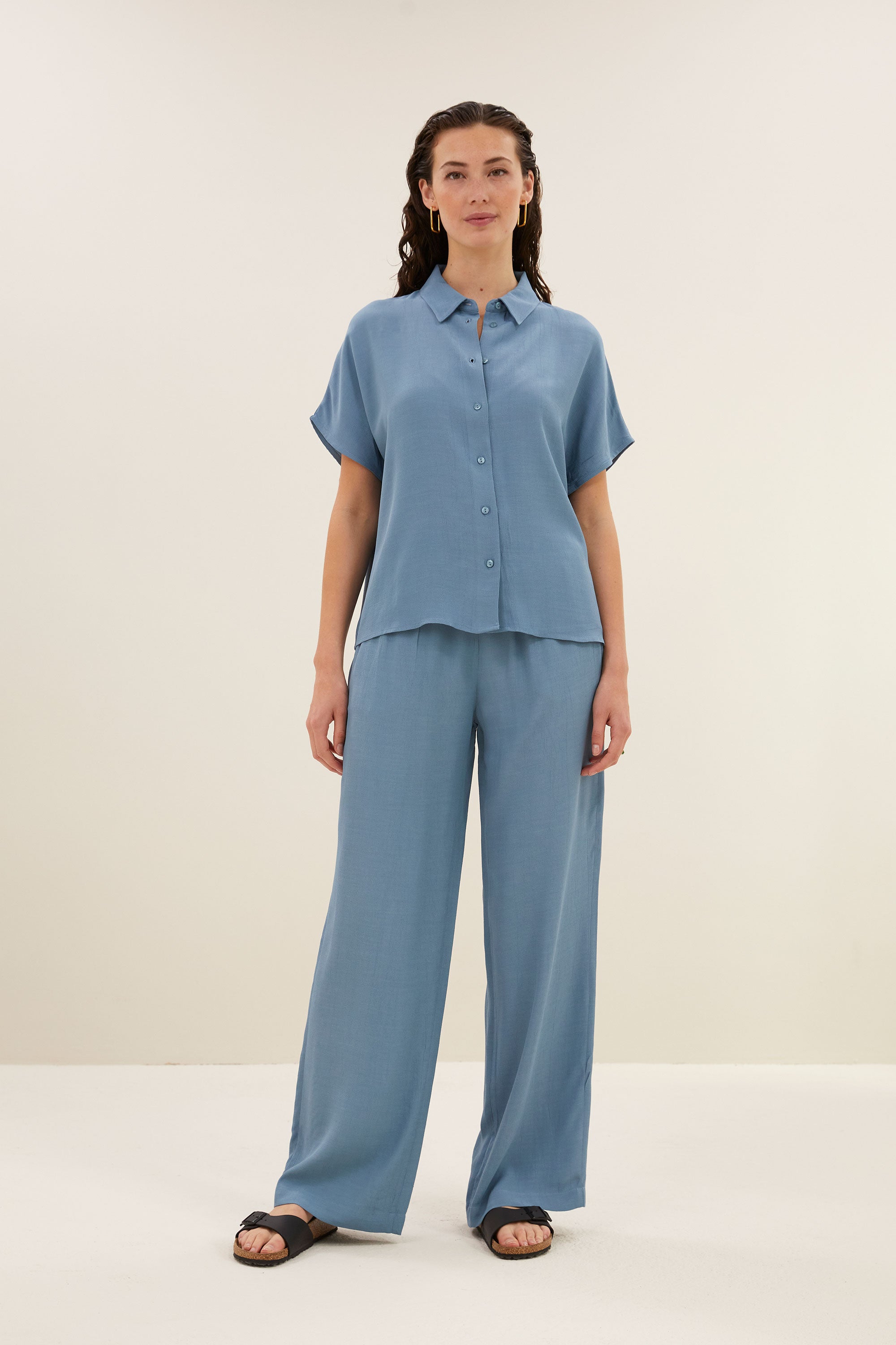 karly viscose blouse | blue stone