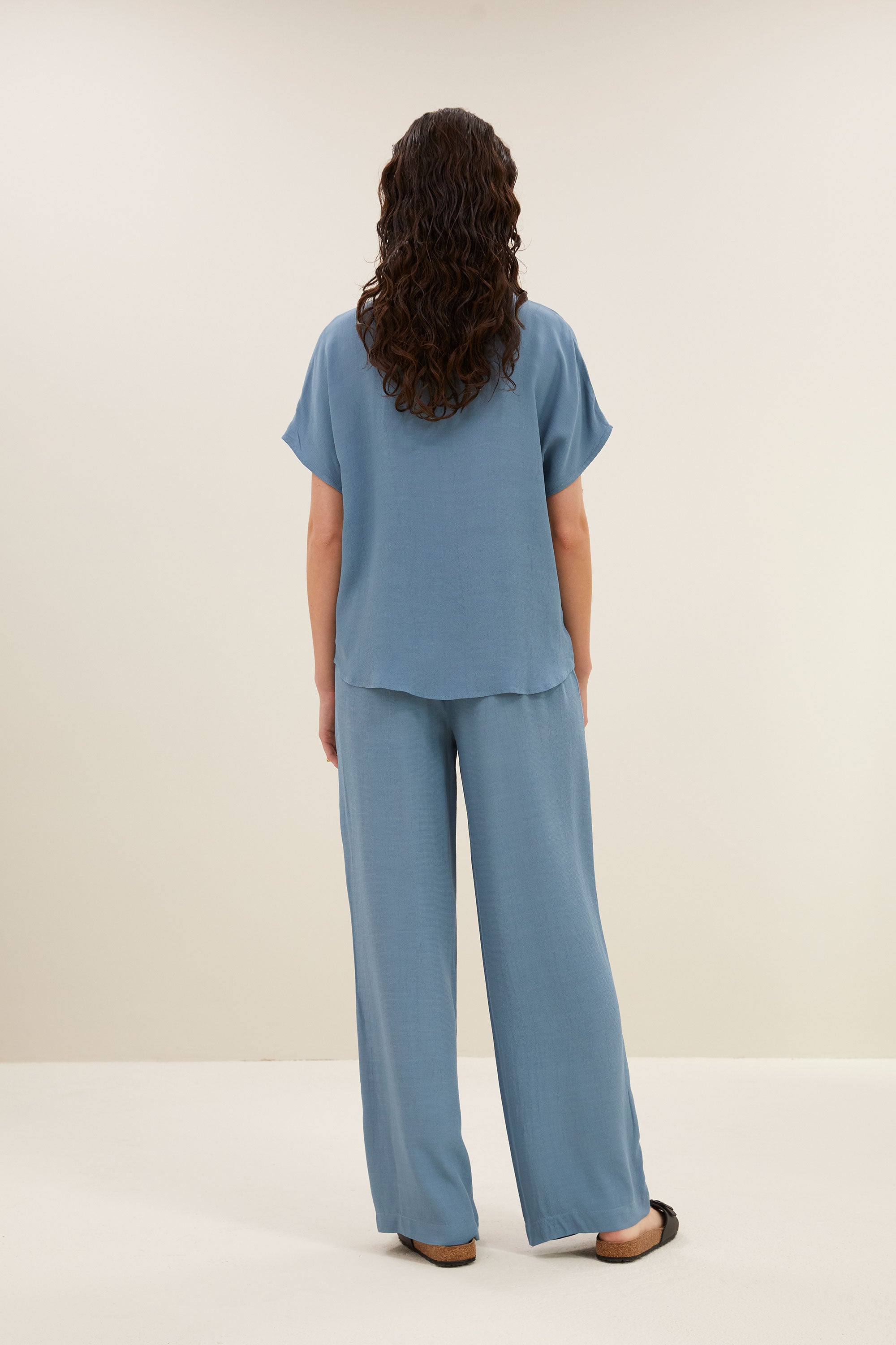 karly viscose blouse | blue stone