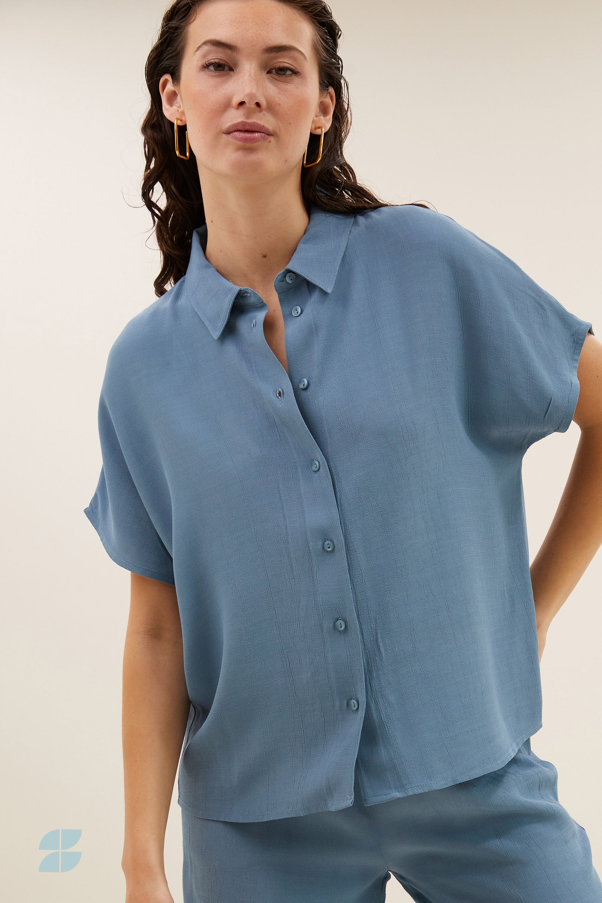 karly viscose blouse | blue stone