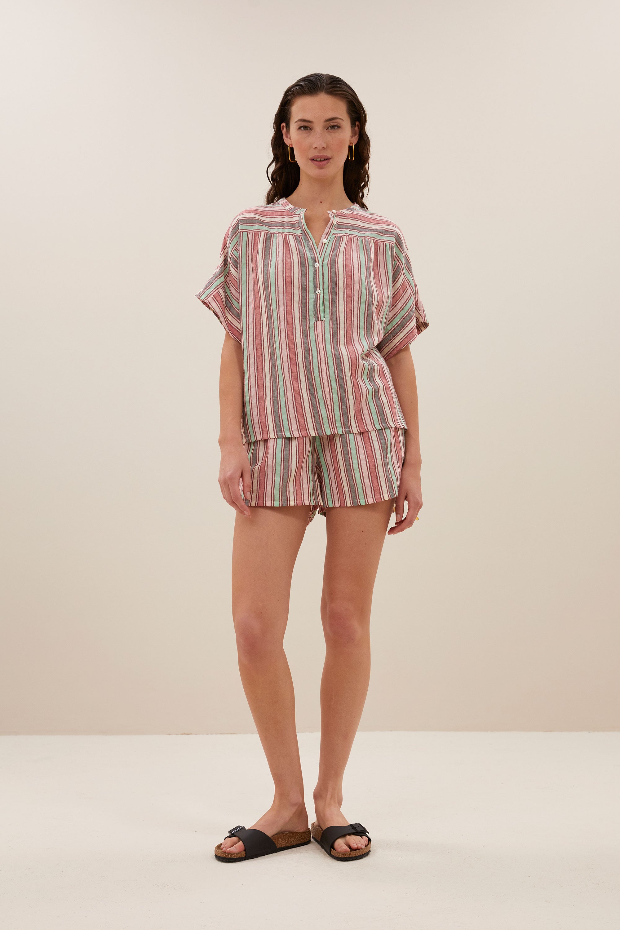 bo multi stripe athia blouse | multi stripe