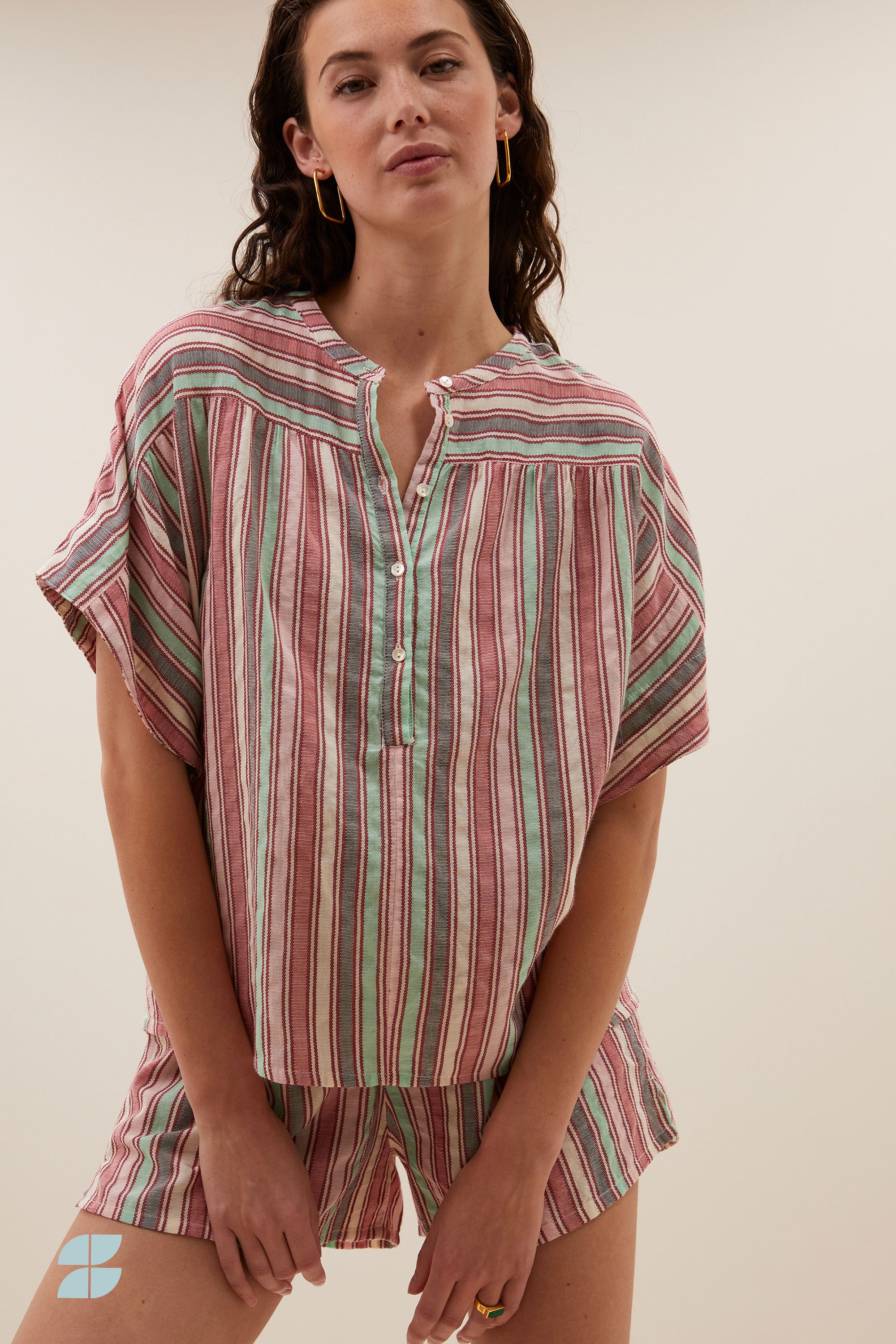 bo multi stripe athia blouse | multi stripe