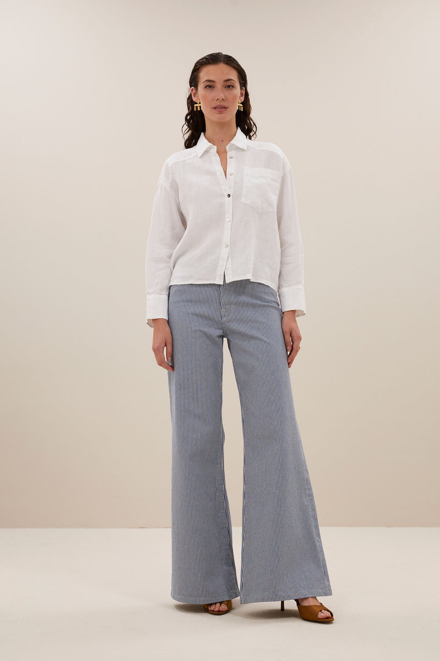 nima linen blouse bright white front image