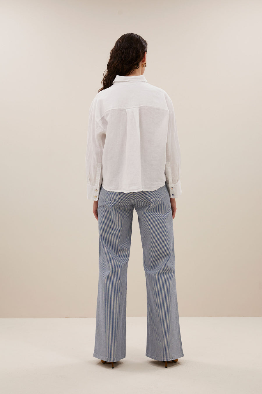nima linen blouse bright white back image