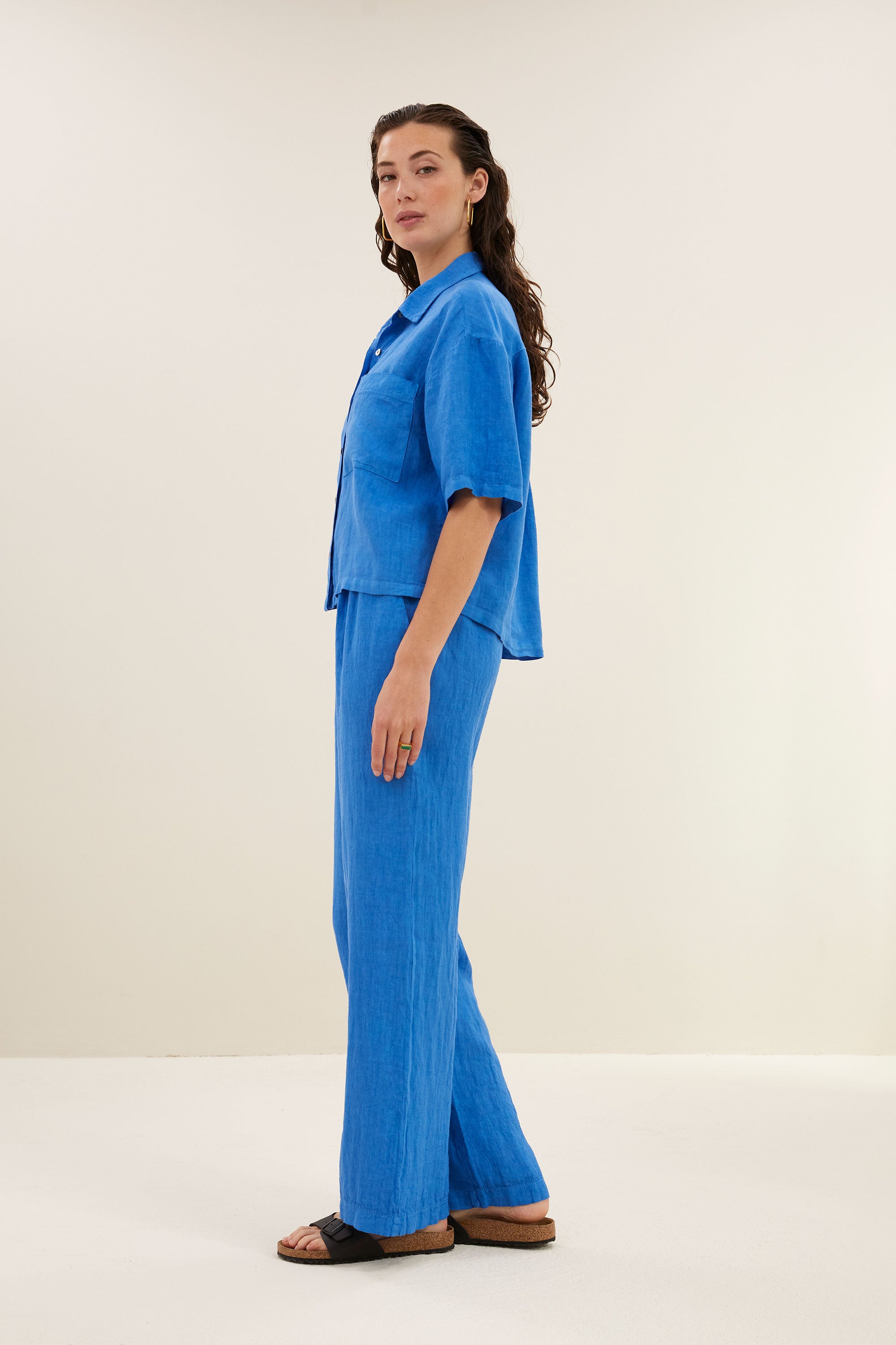 cris linen blouse | queens blue