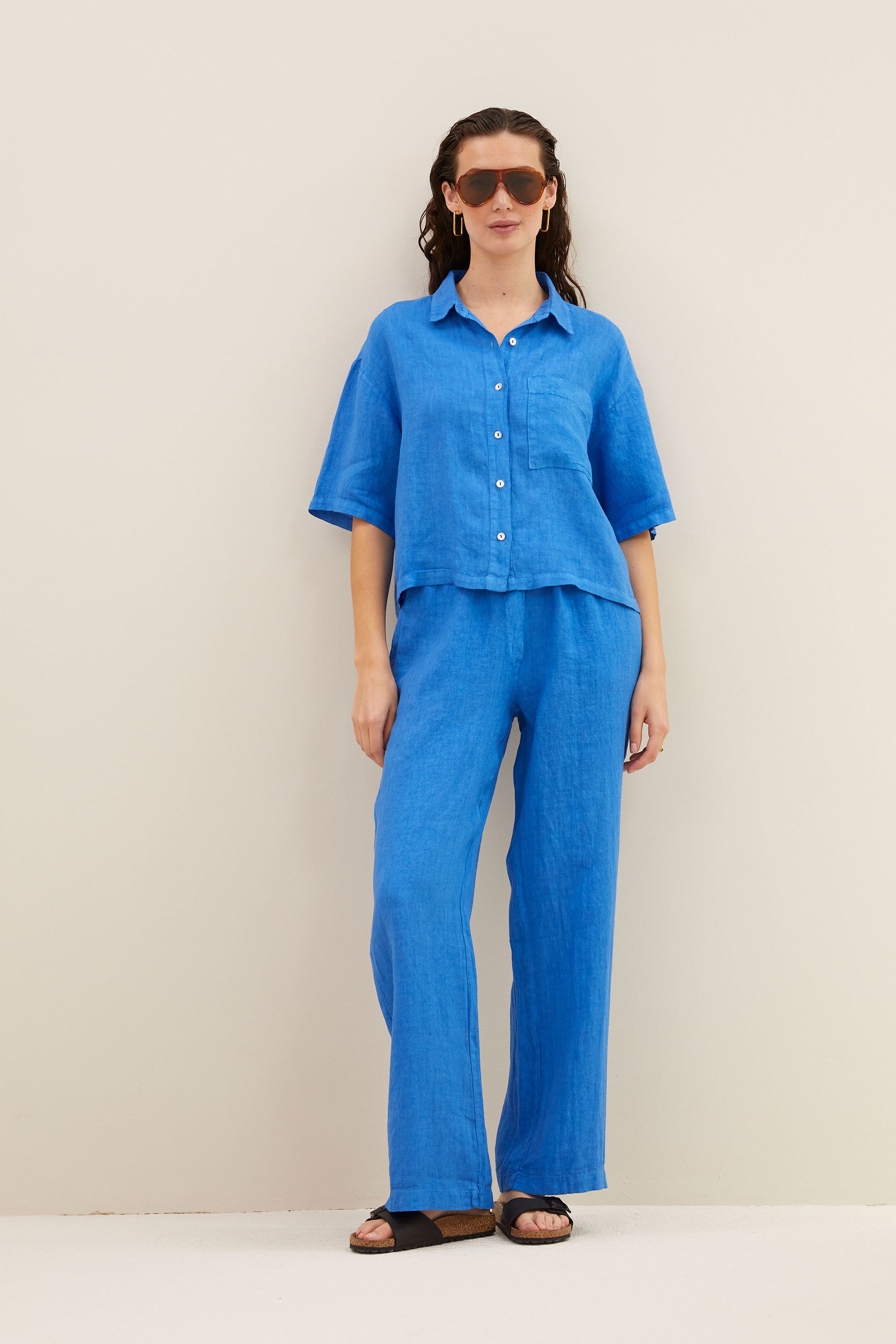 cris linen blouse | queens blue