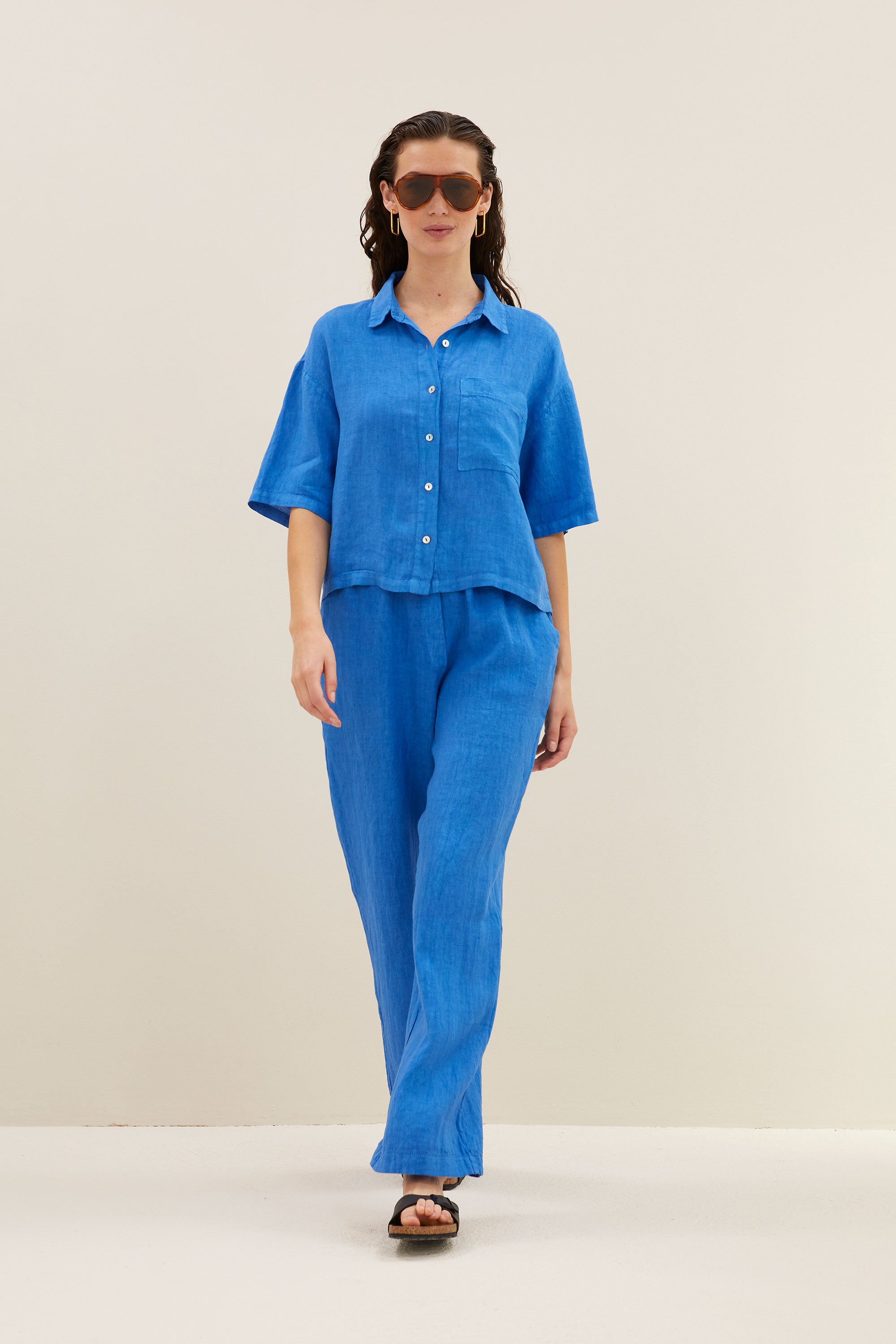 cris linen blouse | queens blue