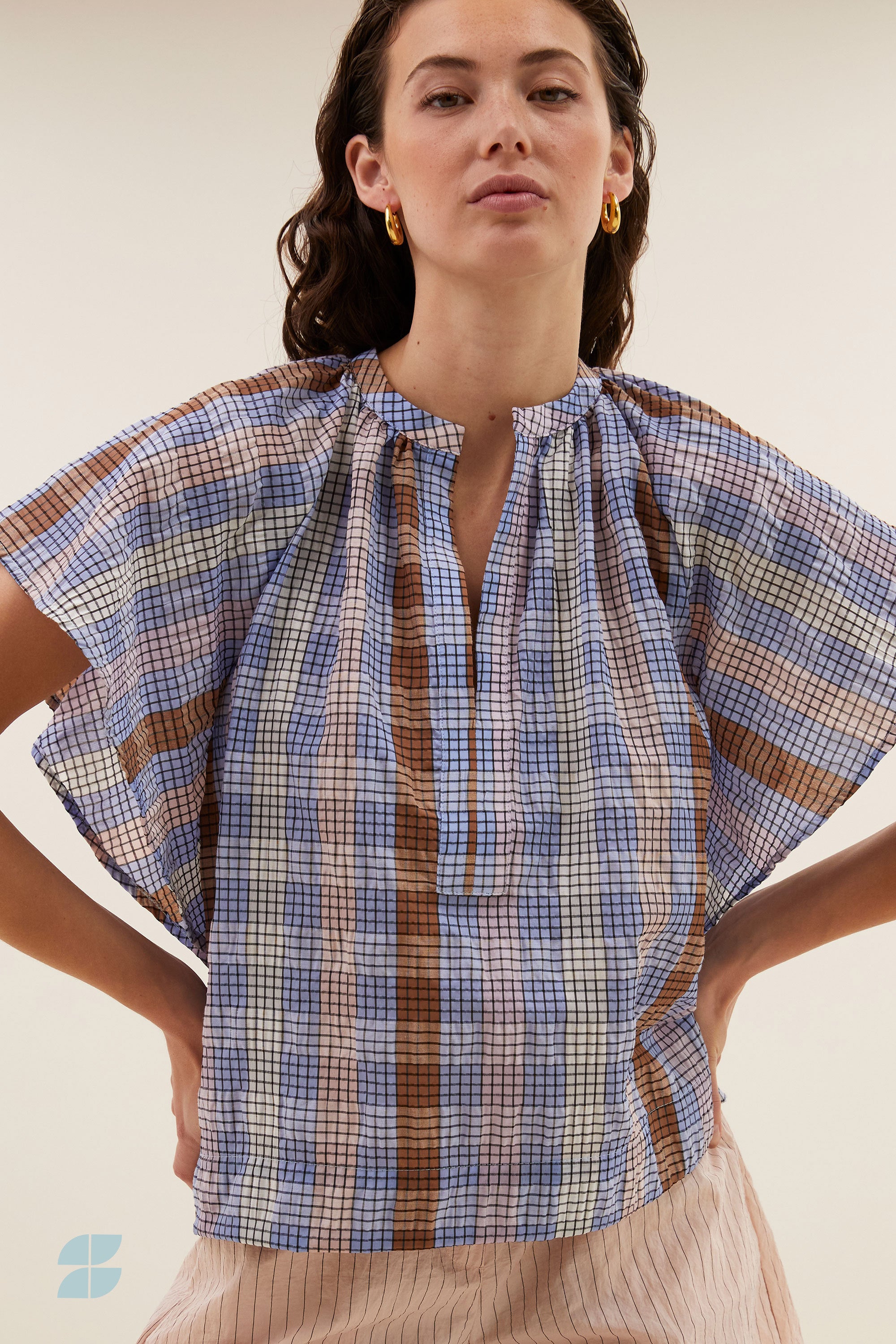 vina check blouse | grid print