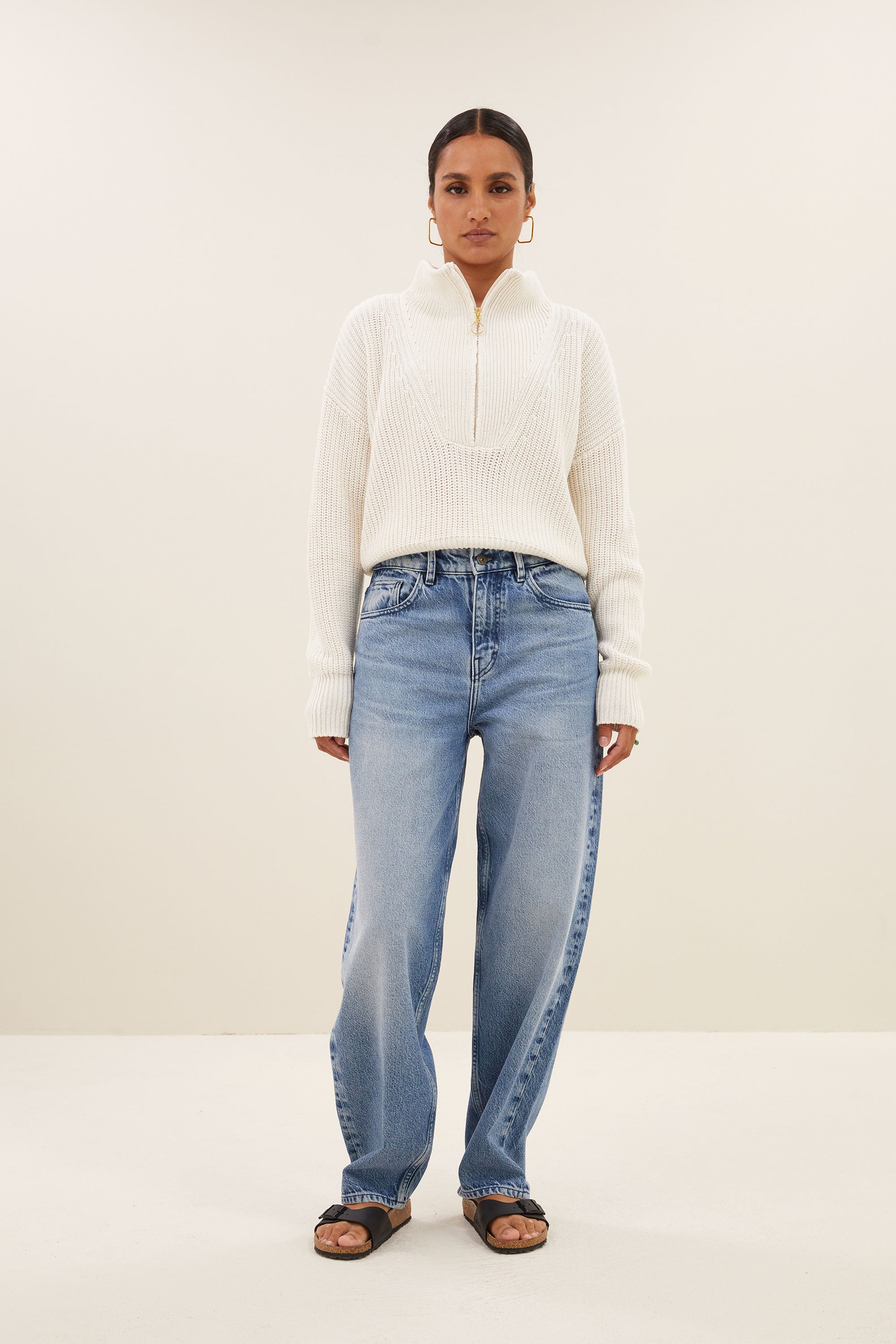 boxy beau cotton pullover | off white