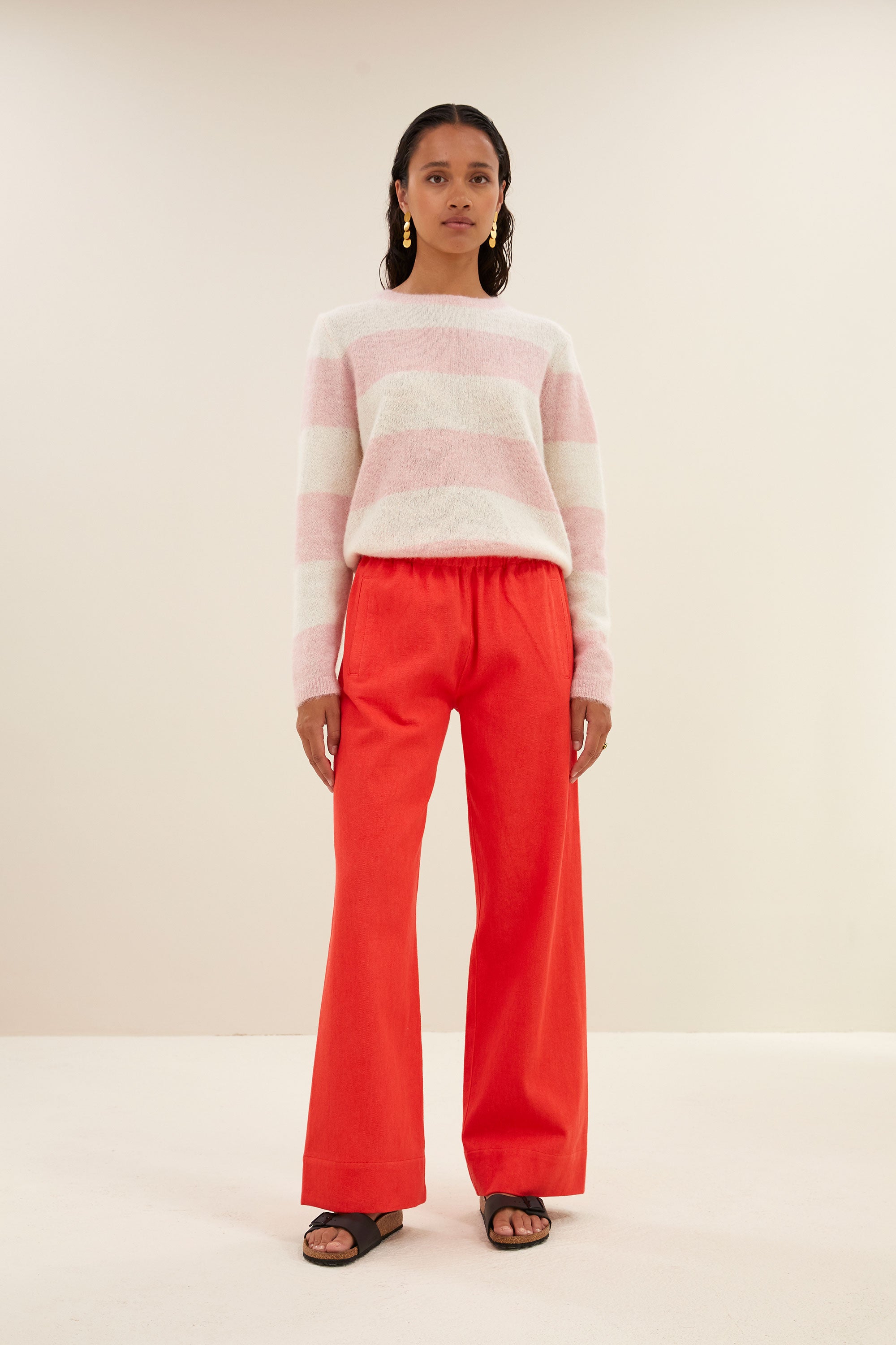 gwen big stripe pullover | pink big stripe