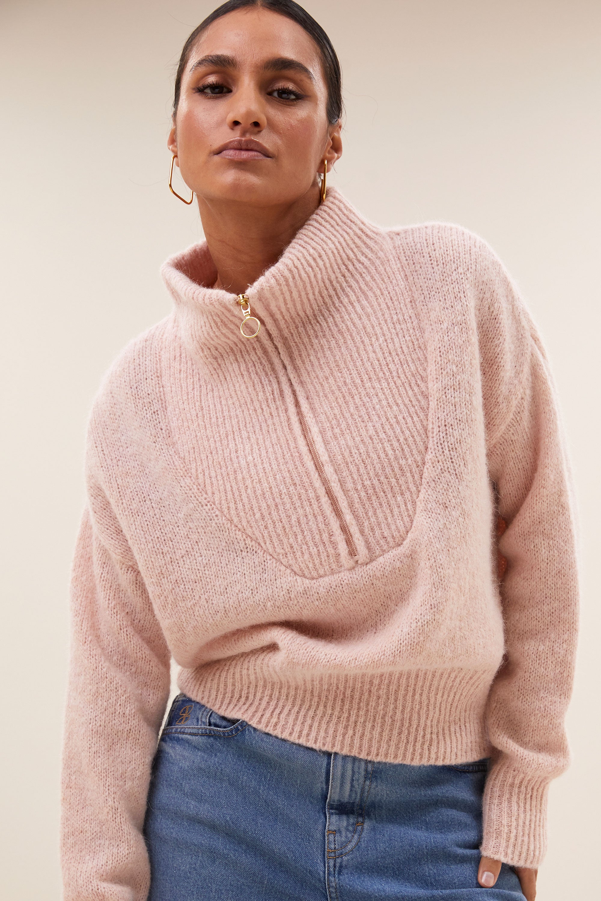 boxy beau pullover | light pink lifestyle image