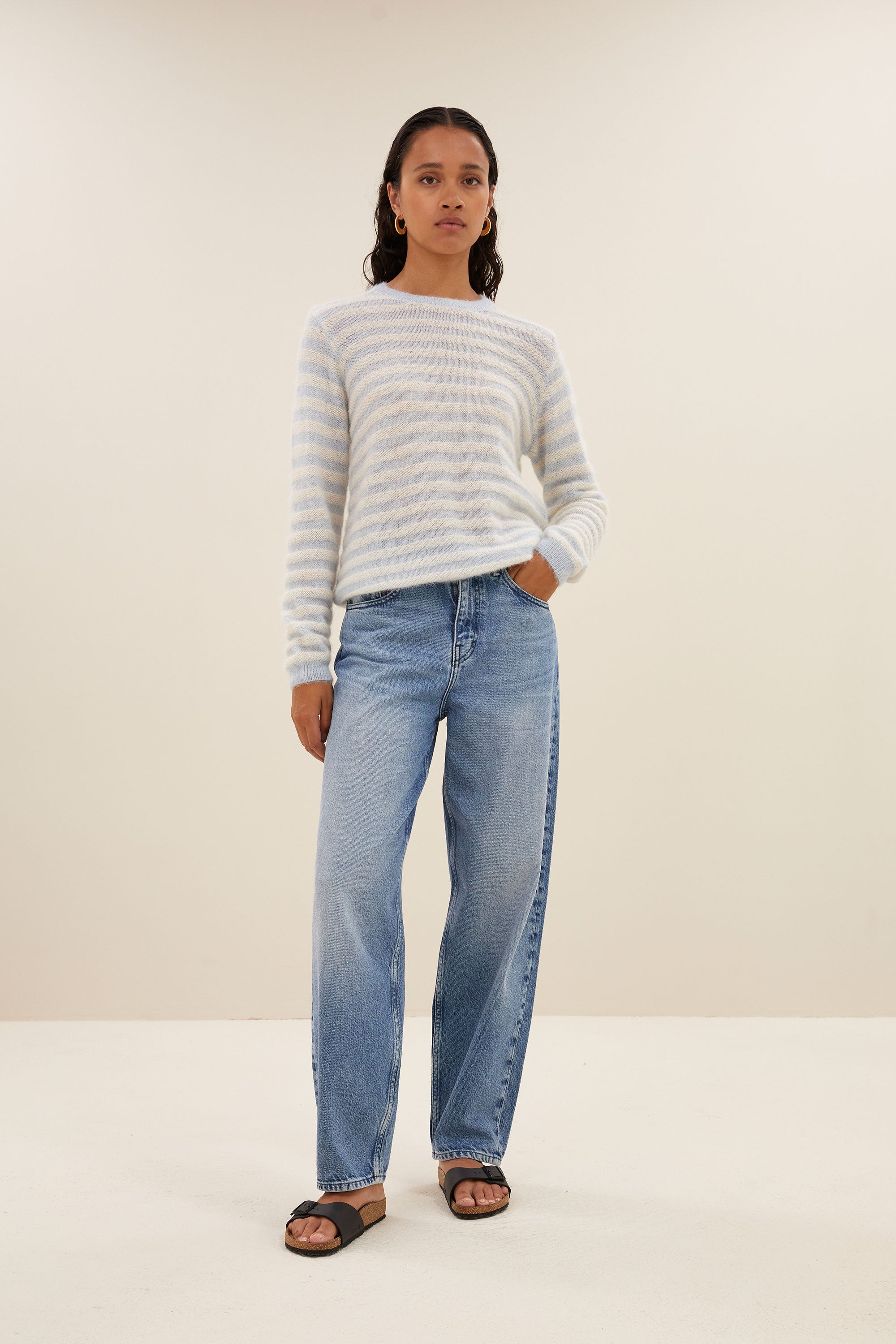 gwen thin stripe pullover | blue thin stripe