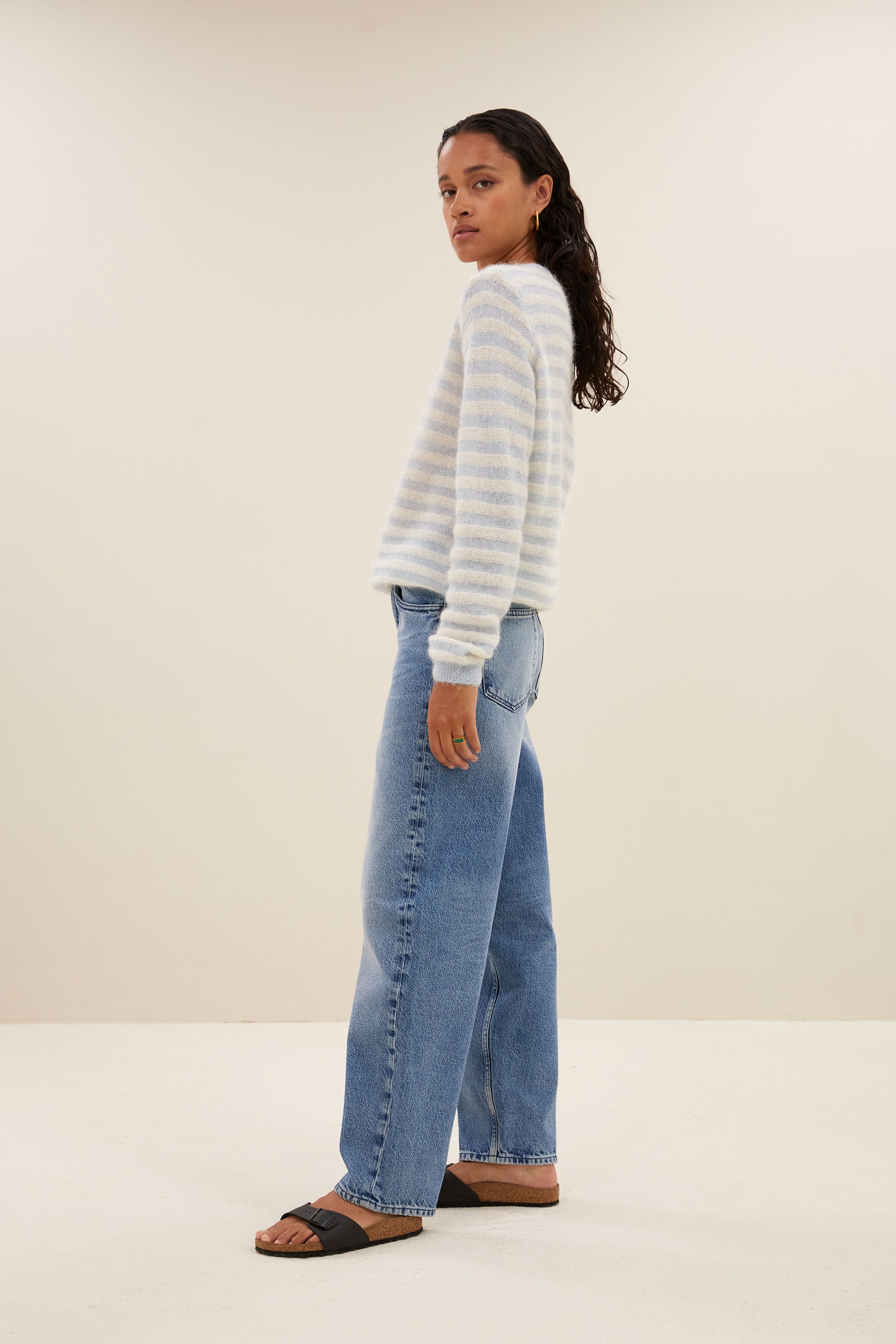 gwen thin stripe pullover | blue thin stripe