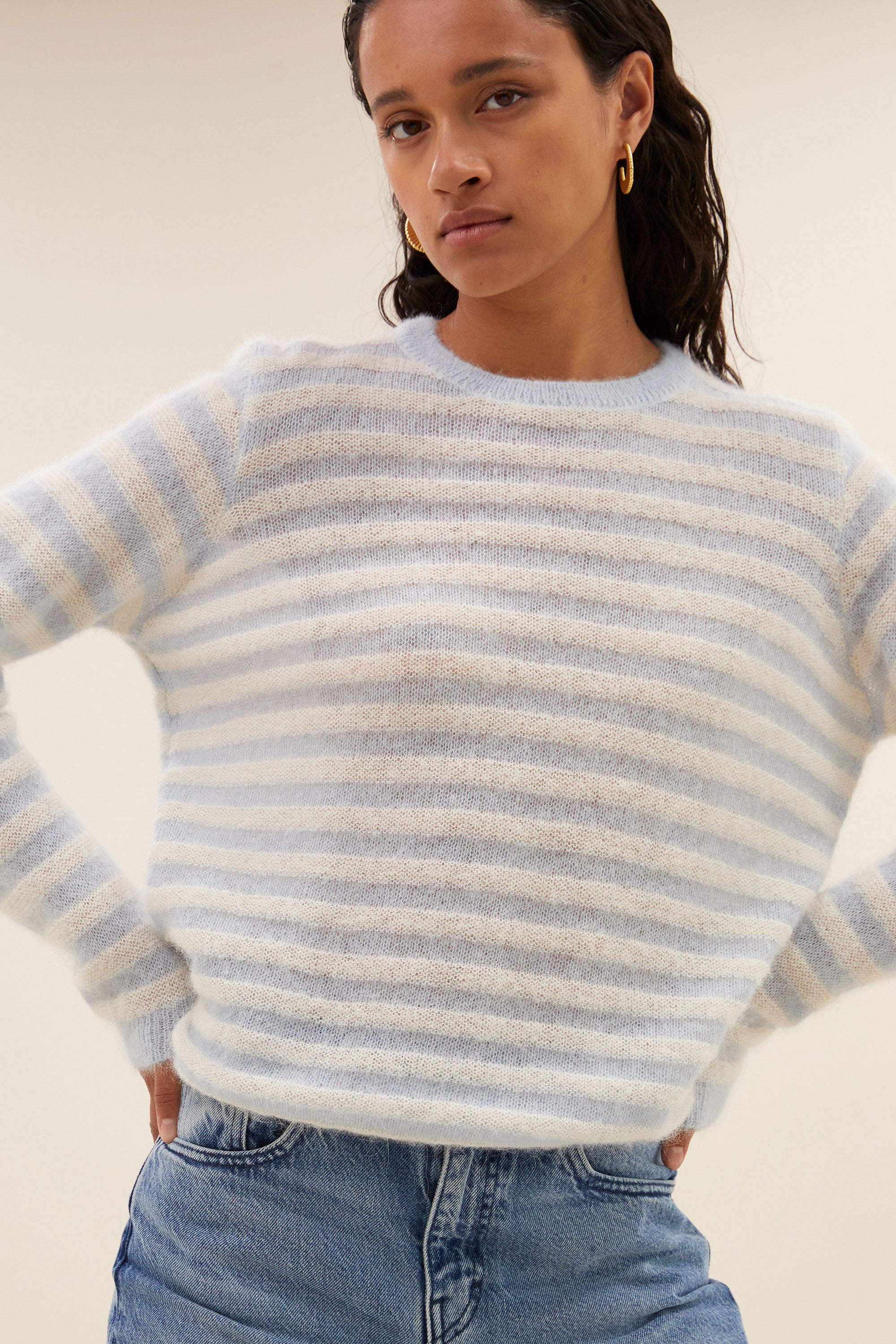 gwen thin stripe pullover | blue thin stripe