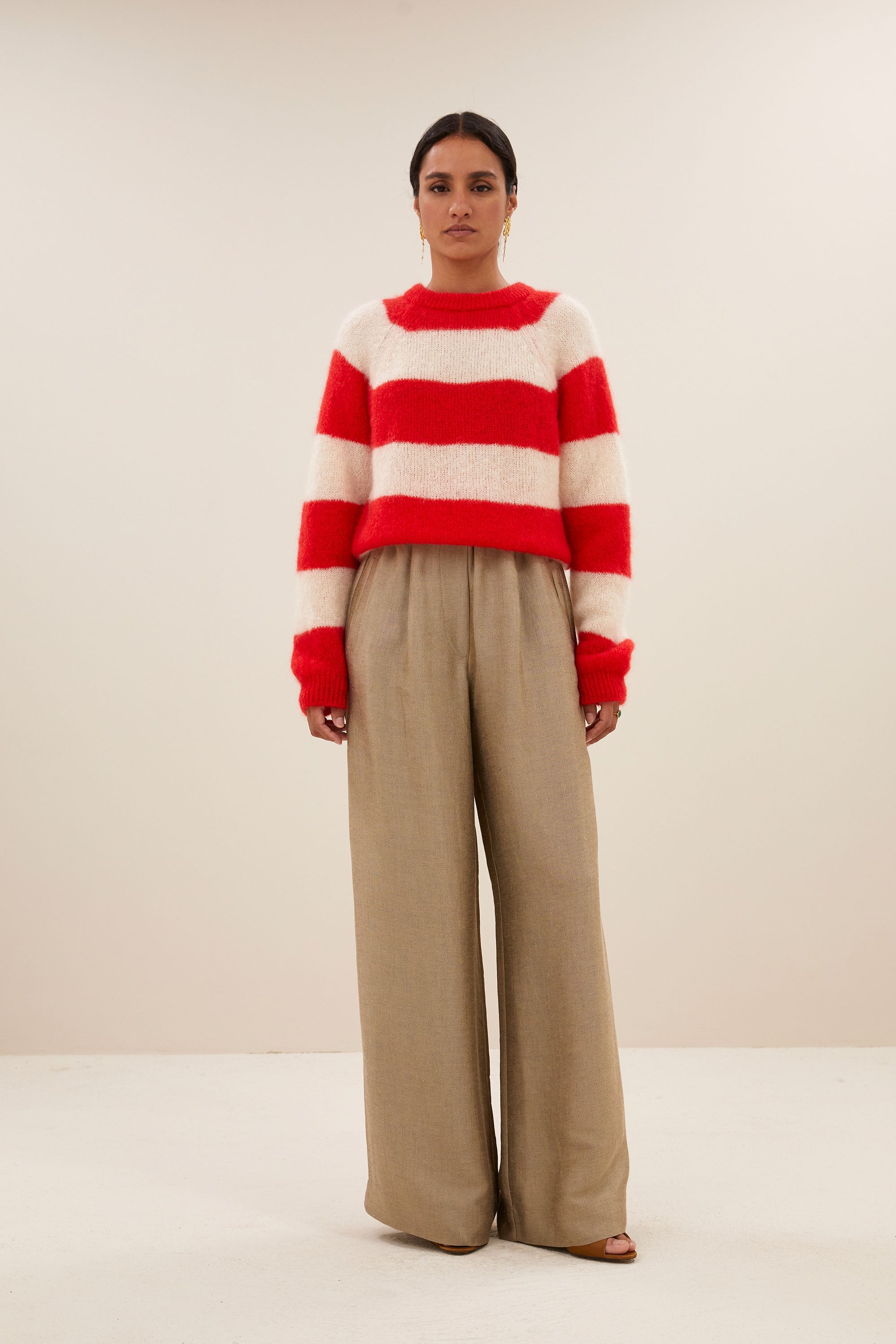 sian stripe pullover | lipstick red stripe