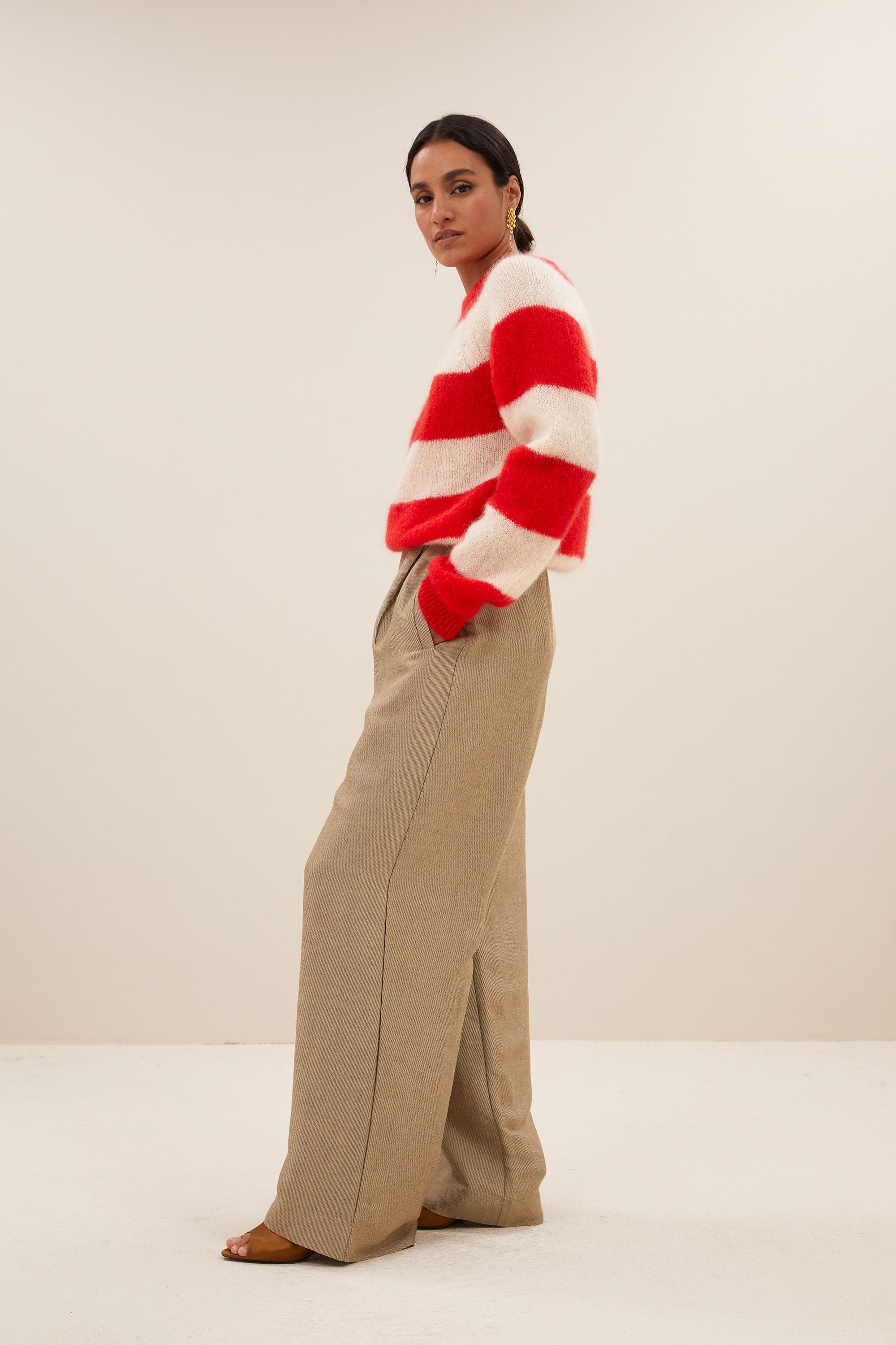 sian stripe pullover | lipstick red stripe