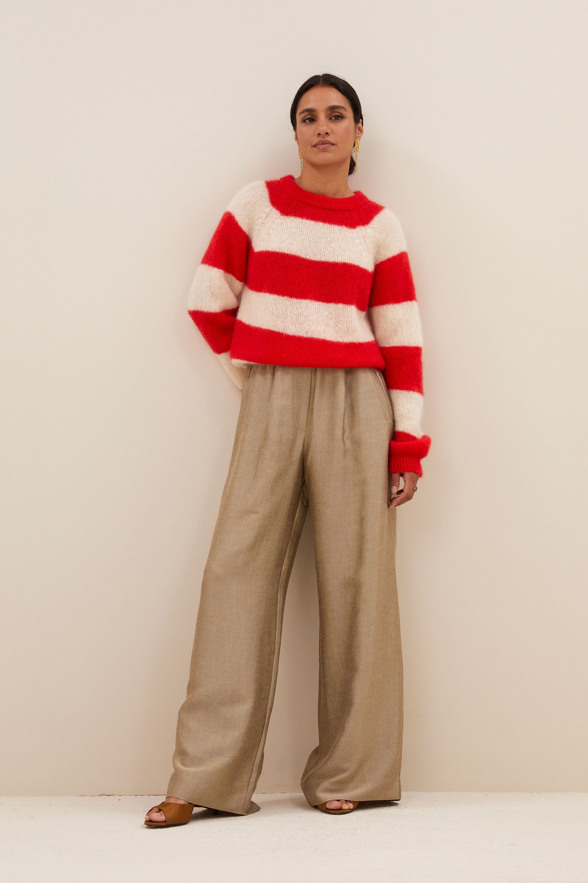 sian stripe pullover | lipstick red stripe