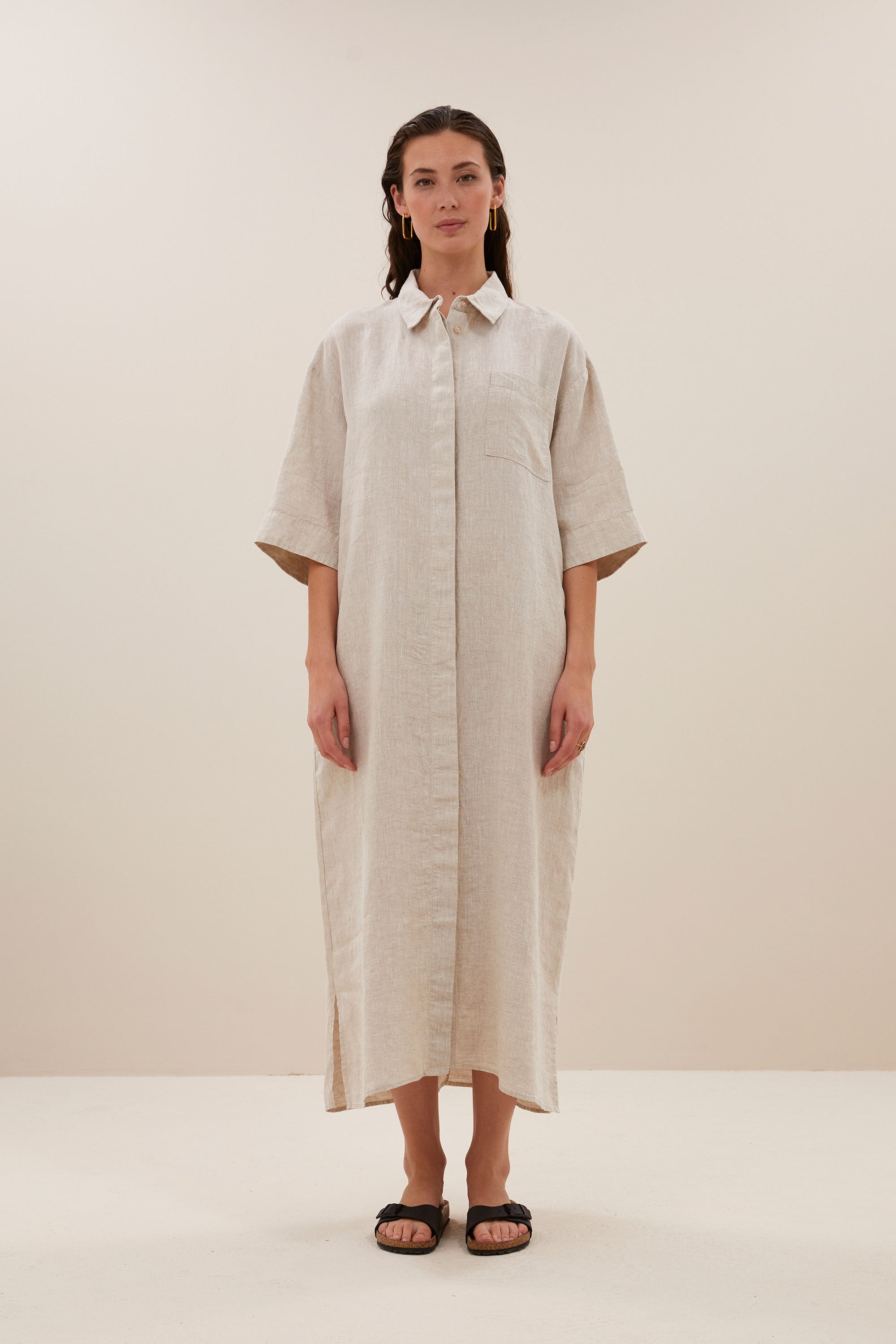 bruno linen dress linen front image