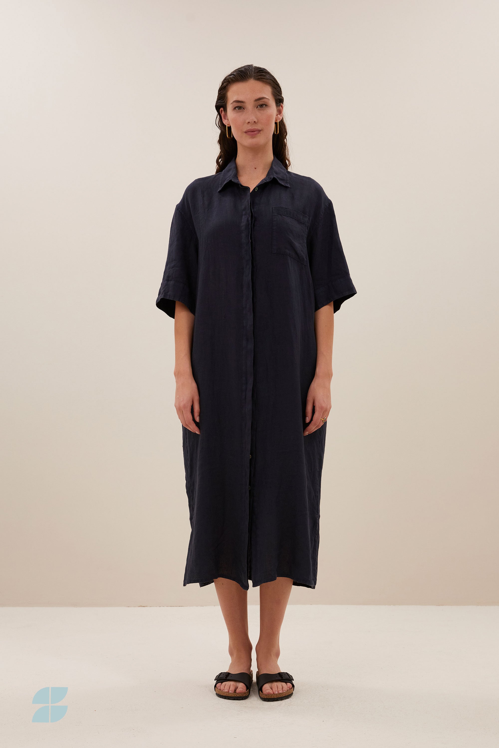 bruno linen dress | midnight