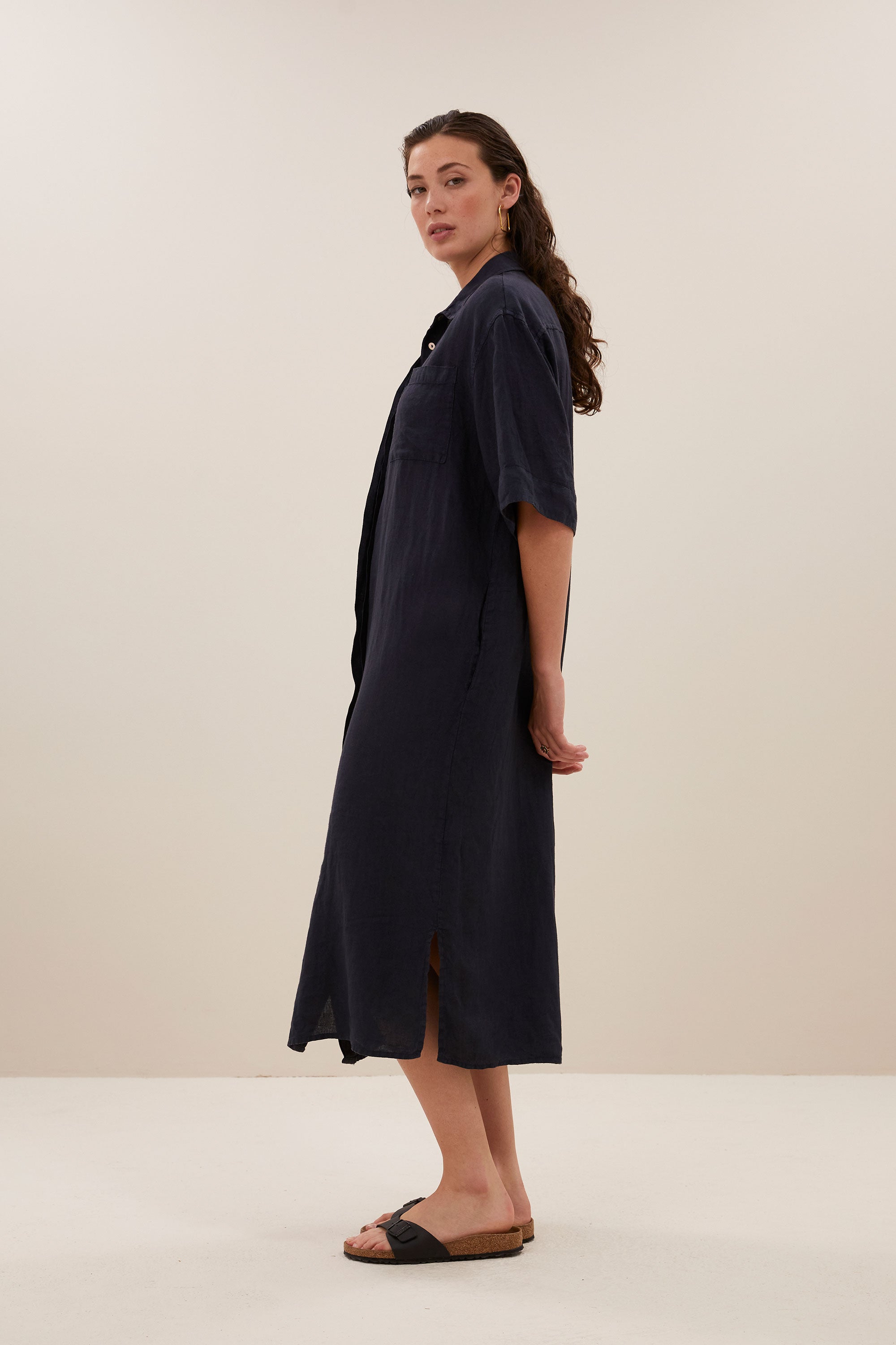 bruno linen dress | midnight