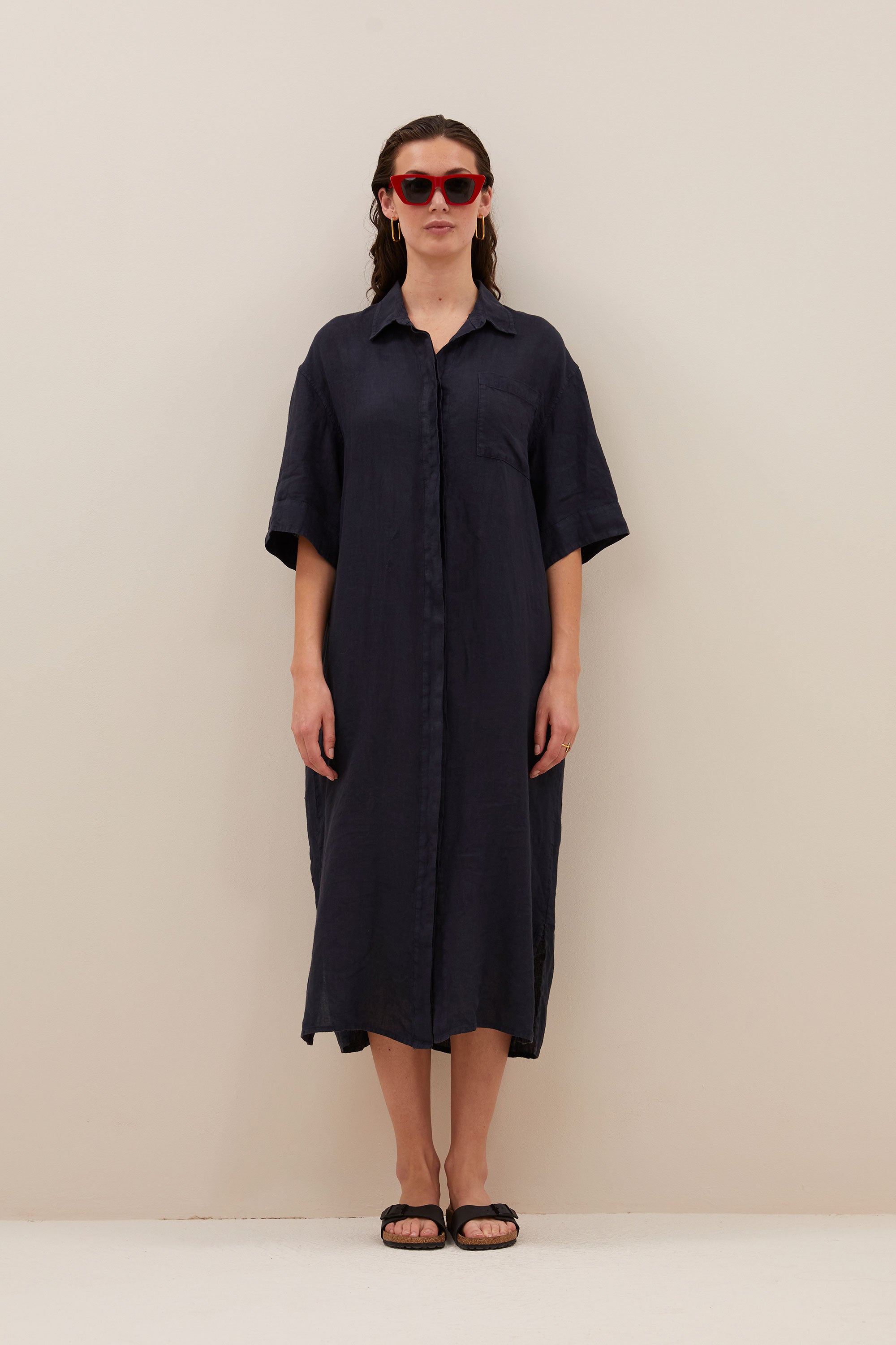 bruno linen dress | midnight