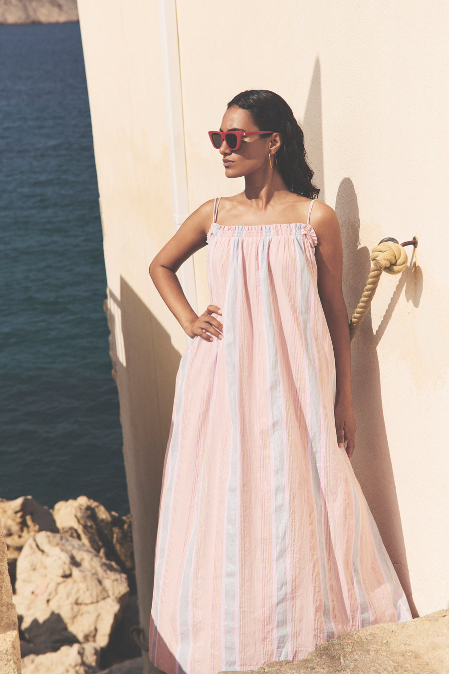 lola gloss stripe dress gloss stripe lifestyle image