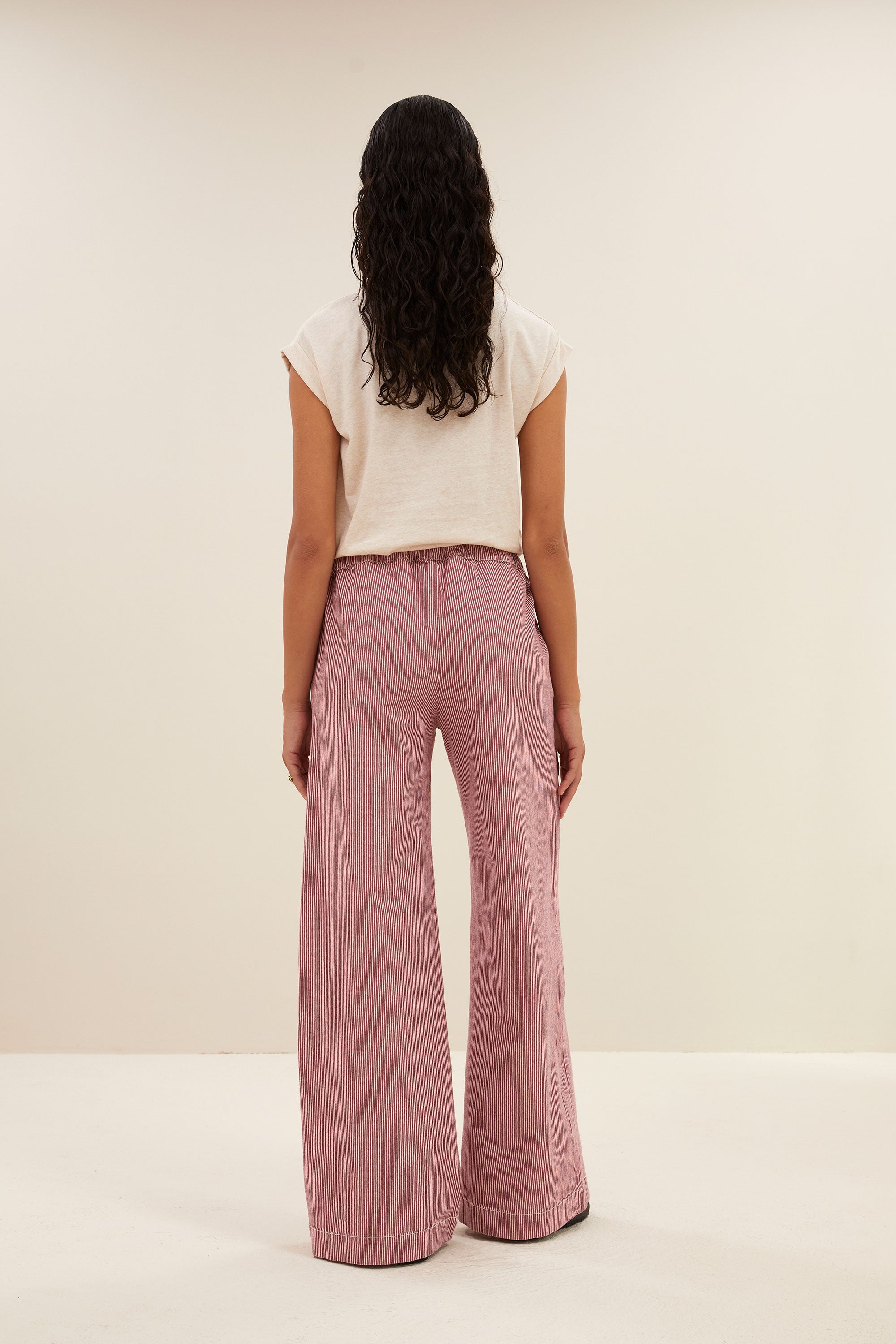 neal stripe pants | cherry milky stripe