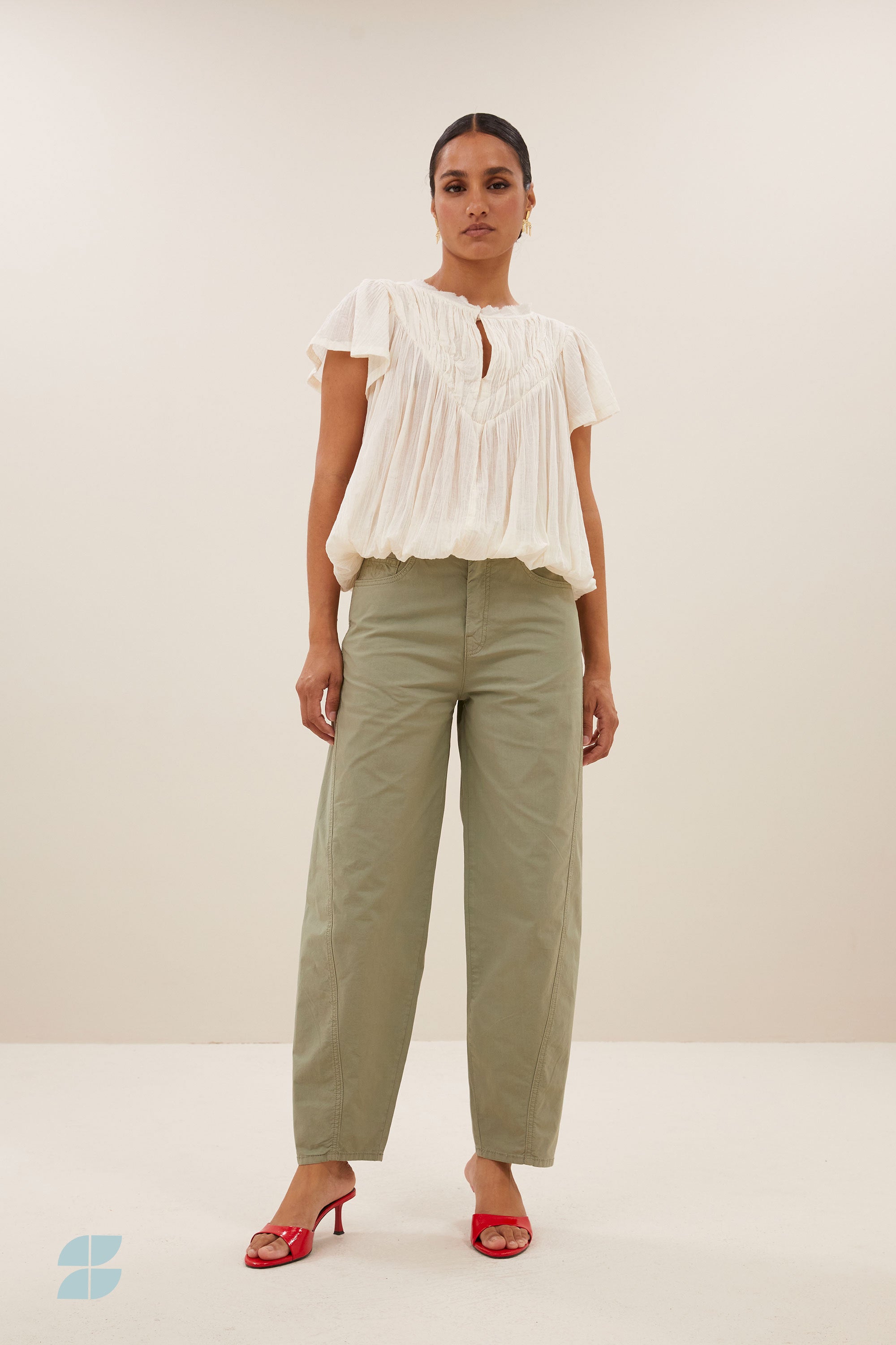 begum poplin GD pants | seagrass