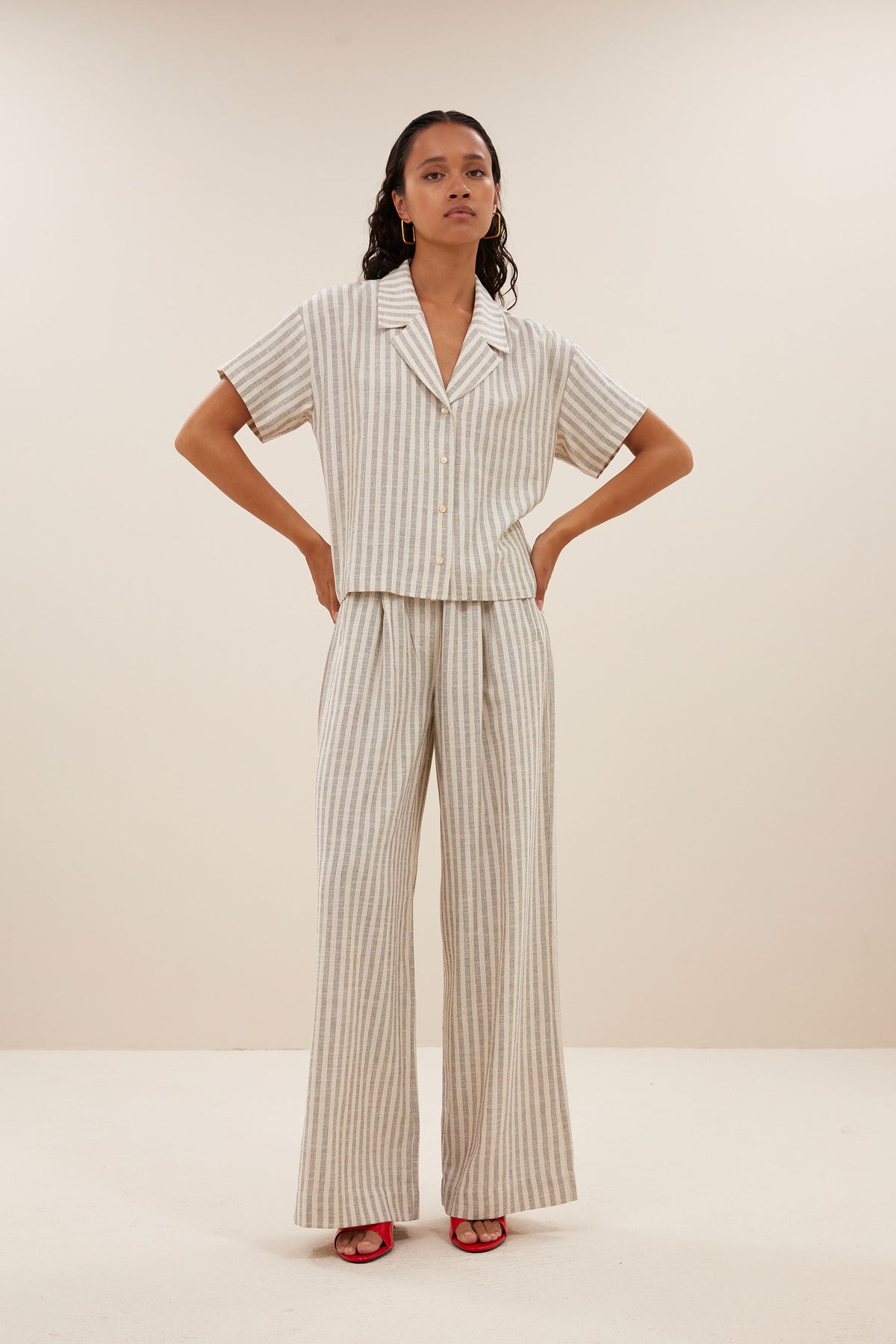 BENJI SILKY STRIPE PANTS