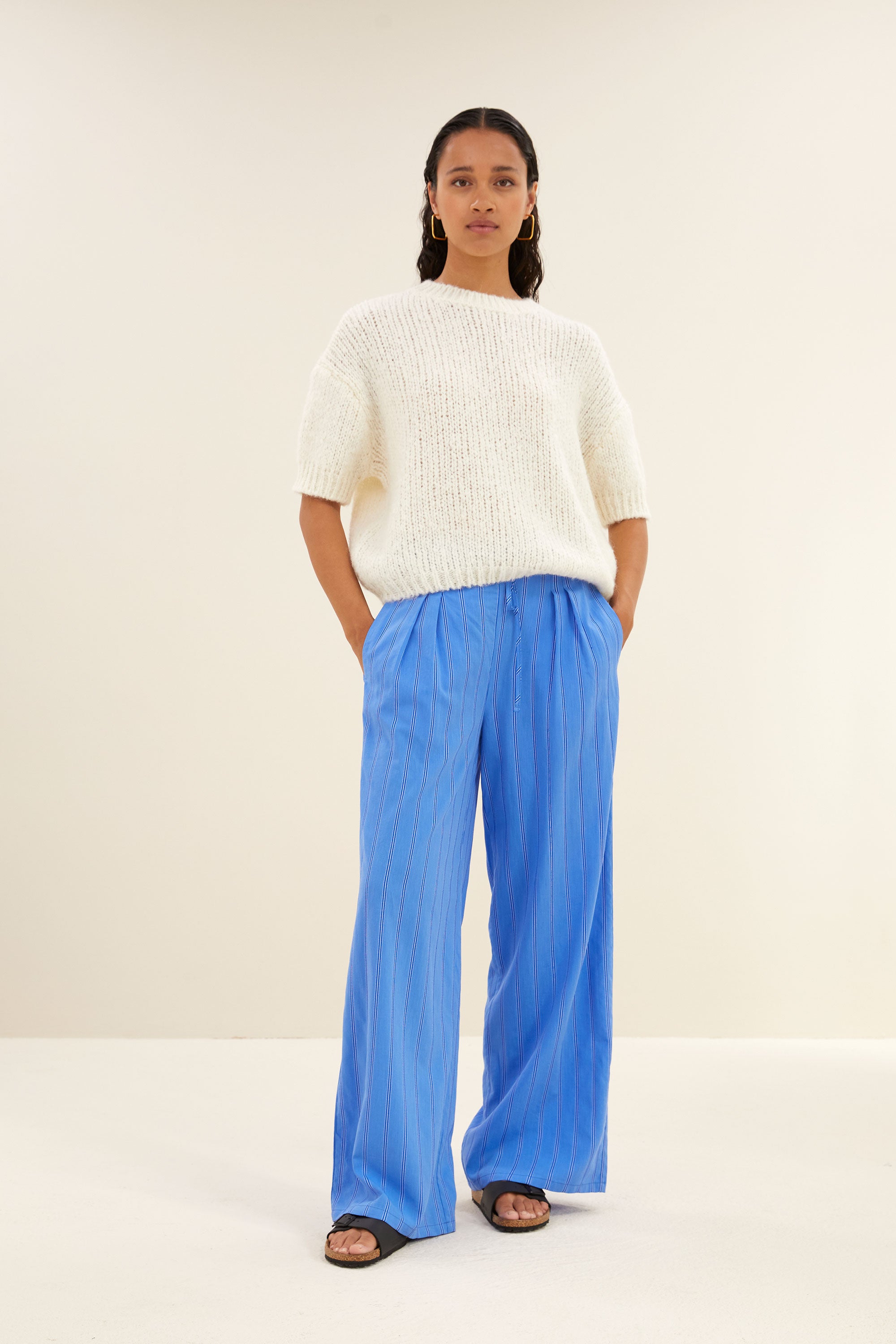 uma stripe pants | vivid blue stripe