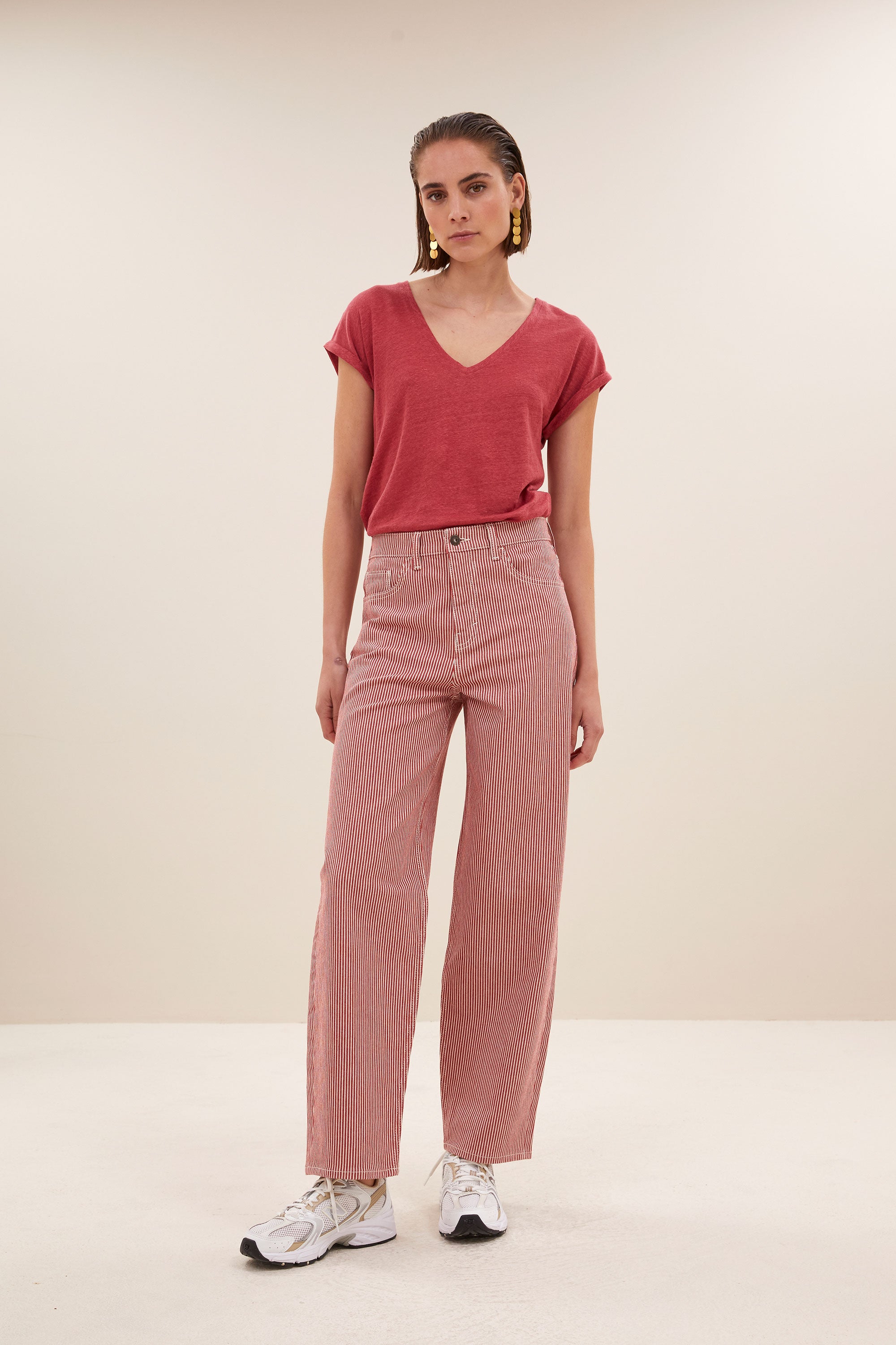 lew stripe pants | red milky stripe