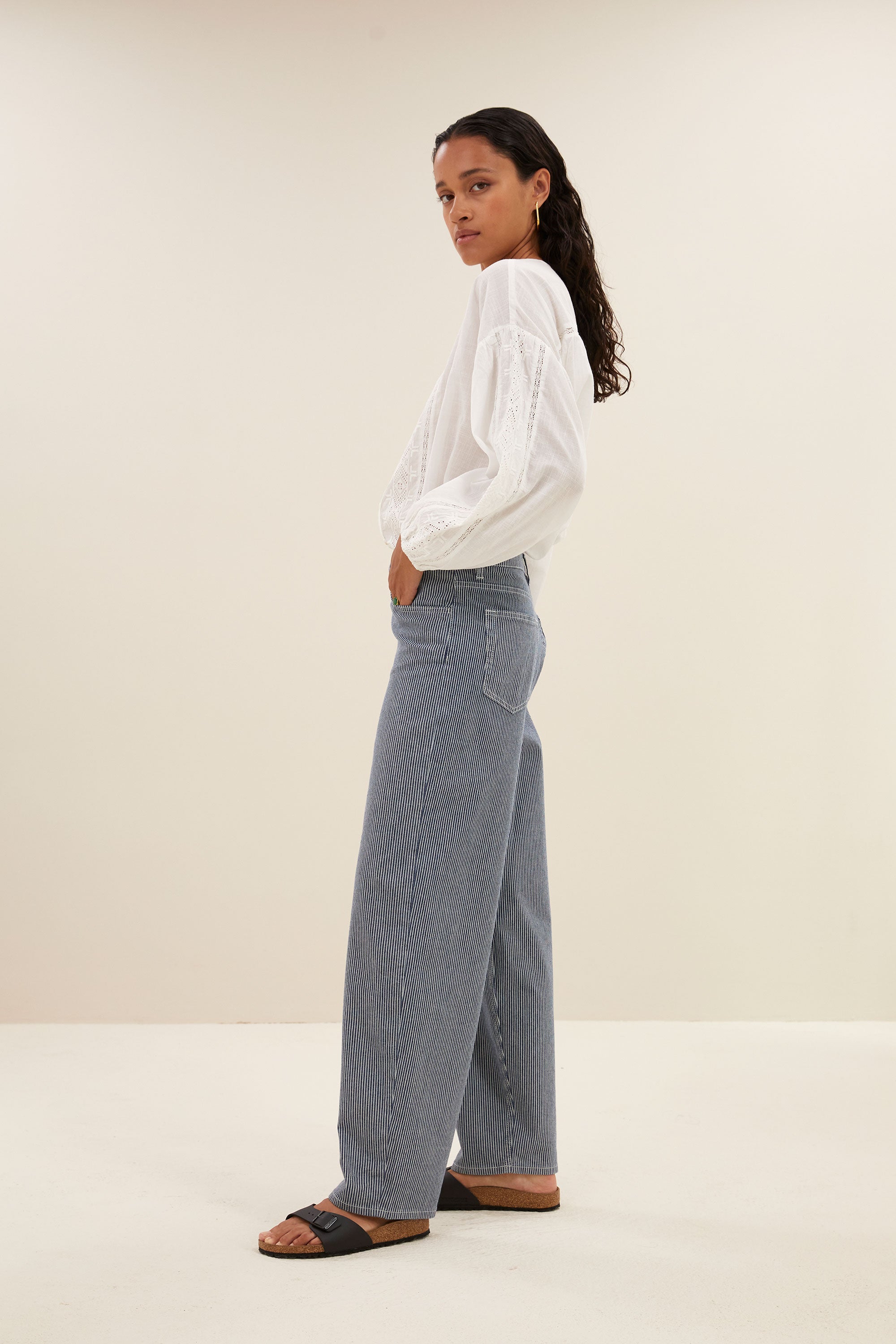 lew stripe pants | dark blue stripe