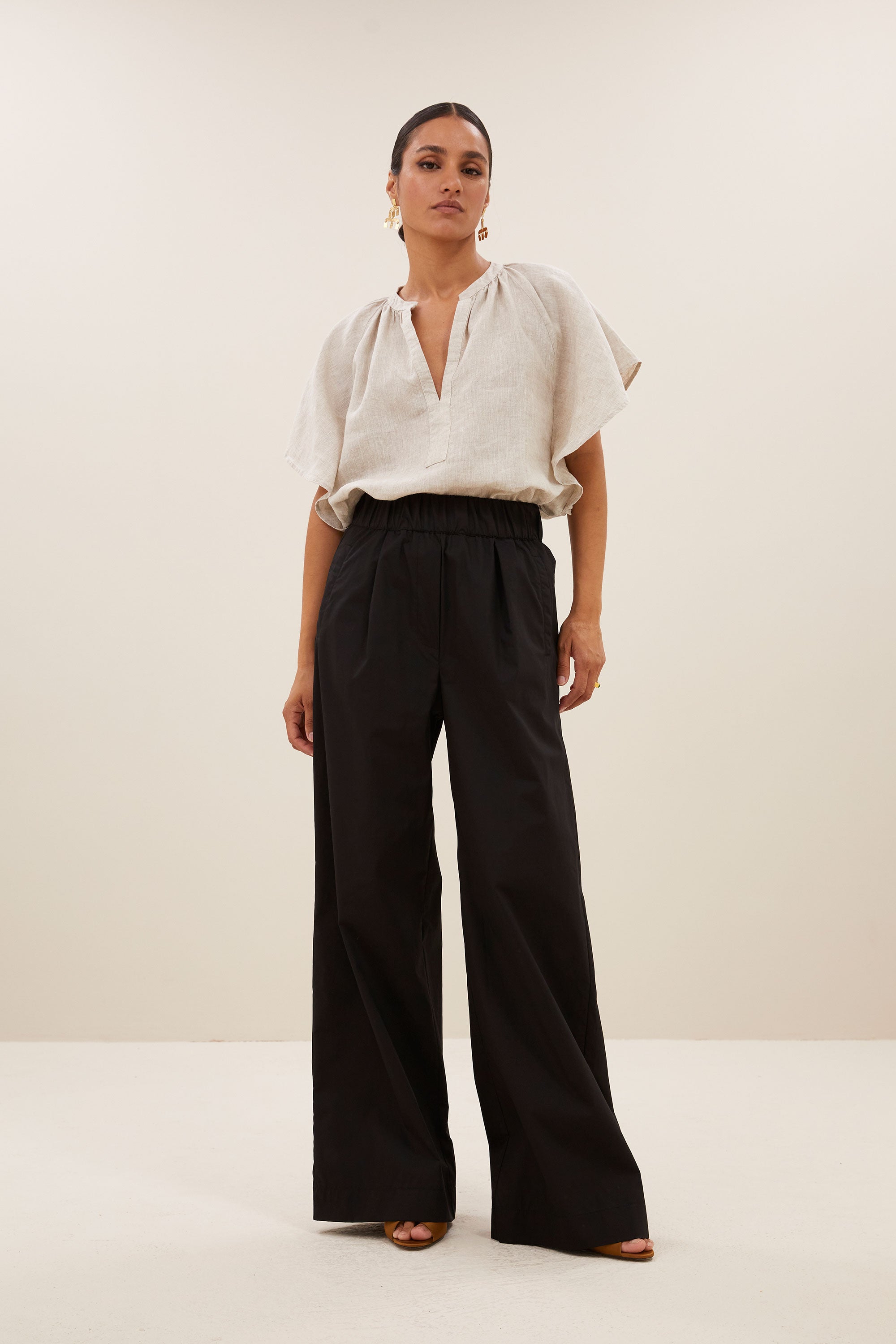 benji poplin pants | black