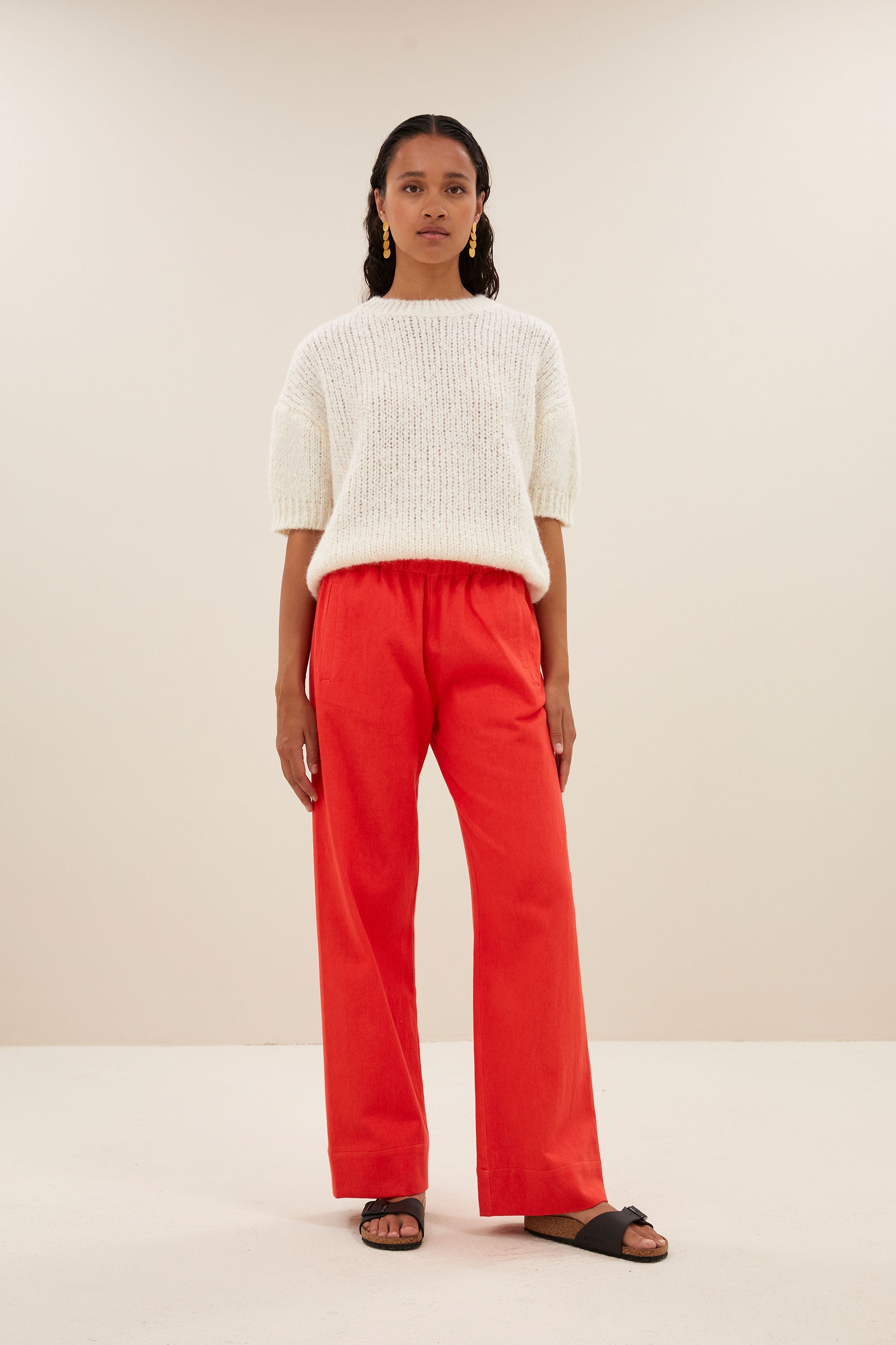 mees twill pants | poppy red